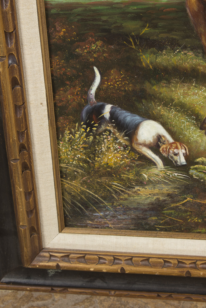 W. Larson Oil Painting Hunting Scene