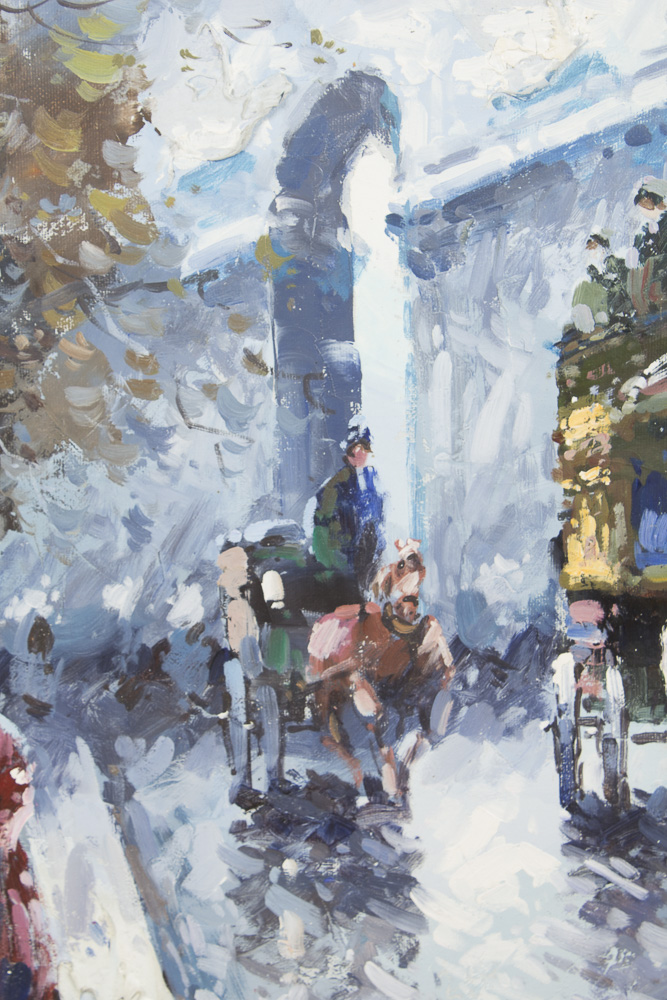 J. Gaston Oil Painting of Parisian Scene