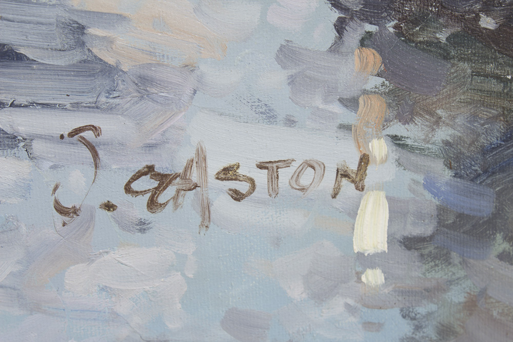 J. Gaston Oil Painting of Parisian Scene