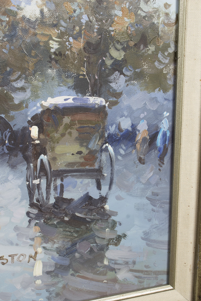 J. Gaston Oil Painting of Parisian Scene