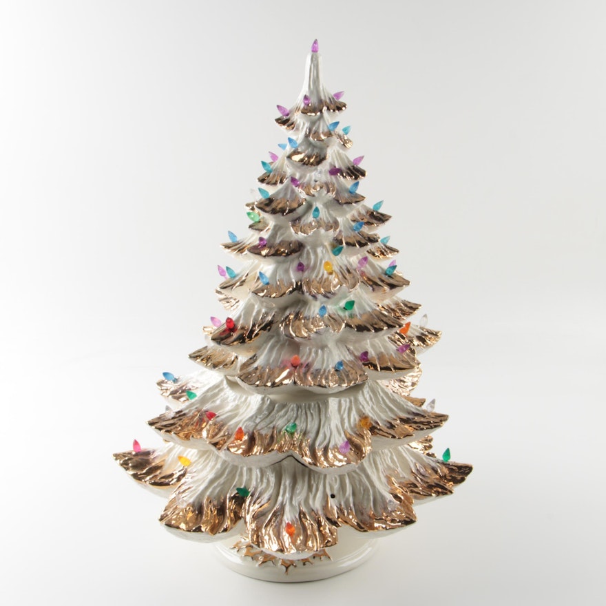 Vintage Ceramic Light Up Christmas Tree