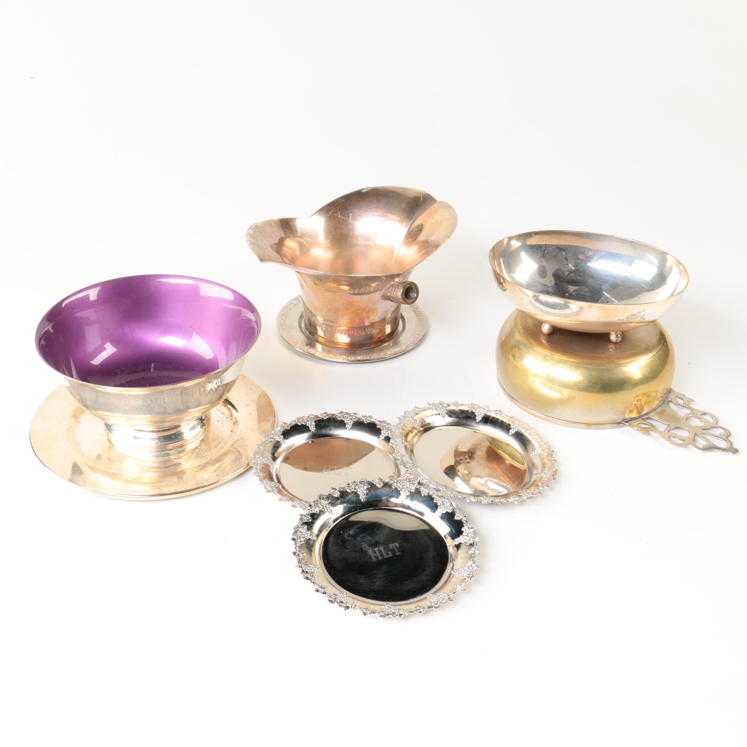 Reed & Barton Silver Plate Paul Revere Bowl with Purple Enamel and More