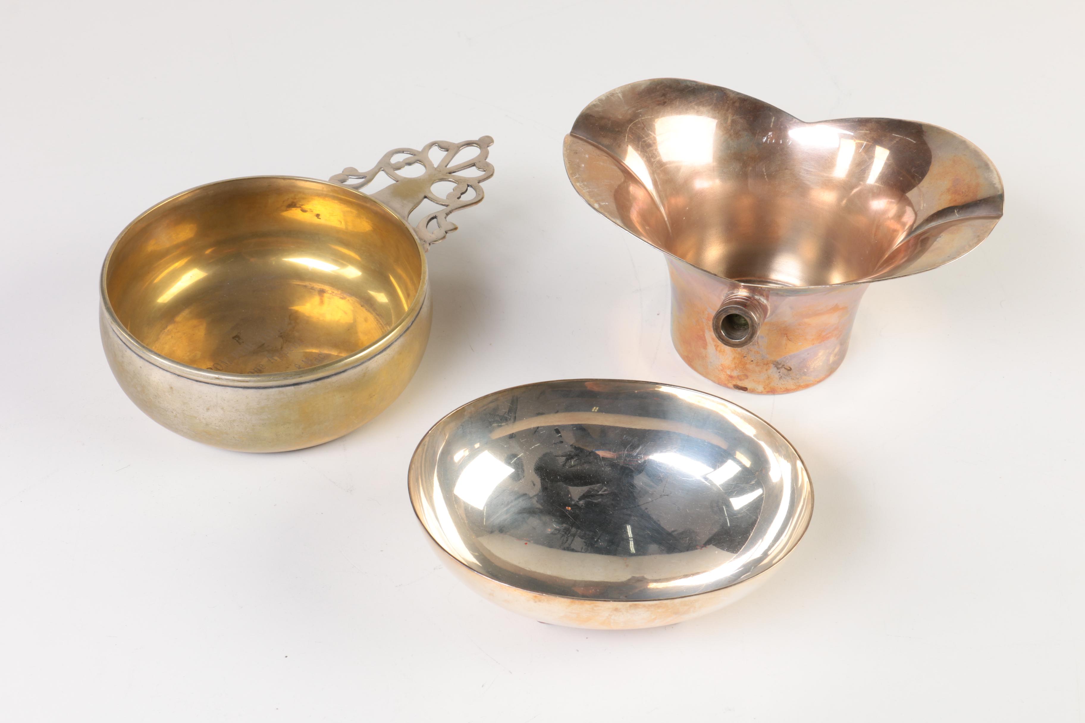 Reed & Barton Silver Plate Paul Revere Bowl with Purple Enamel and More