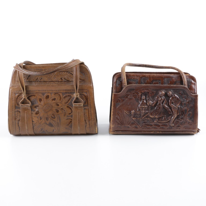 Vintage Mexican Hand Tooled Leather Handbags