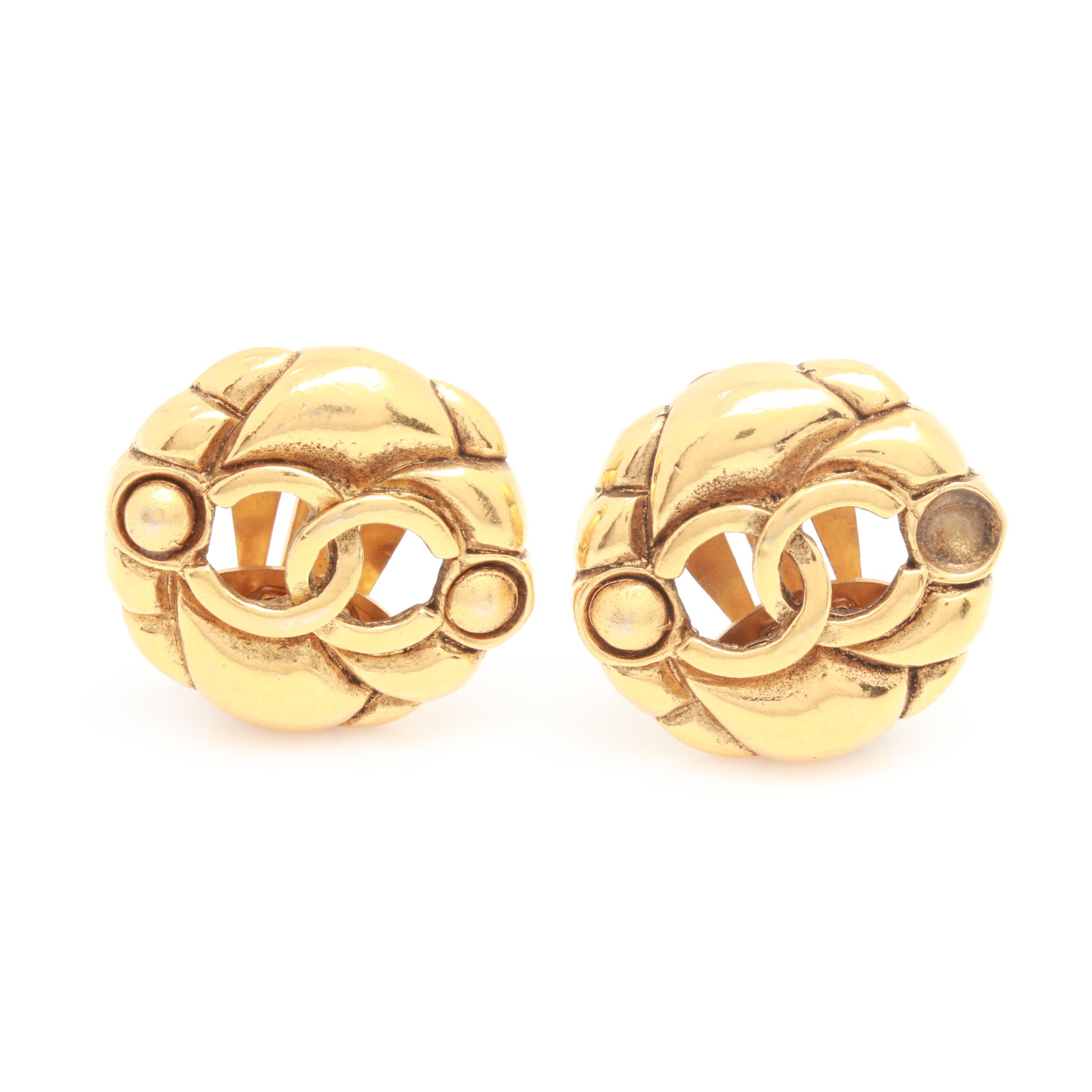 1984 Chanel "Collection 23" Gold Tone Earrings