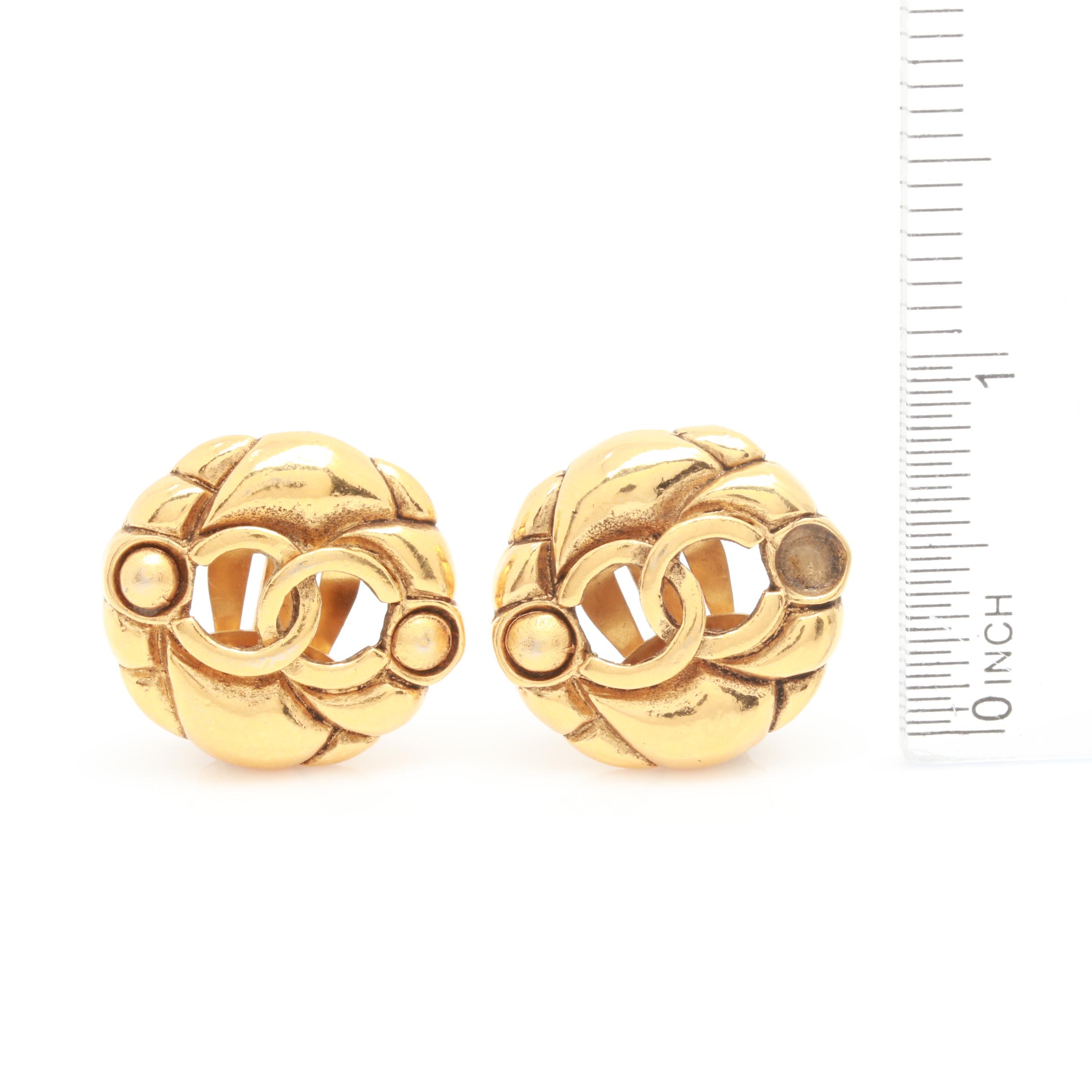 1984 Chanel "Collection 23" Gold Tone Earrings