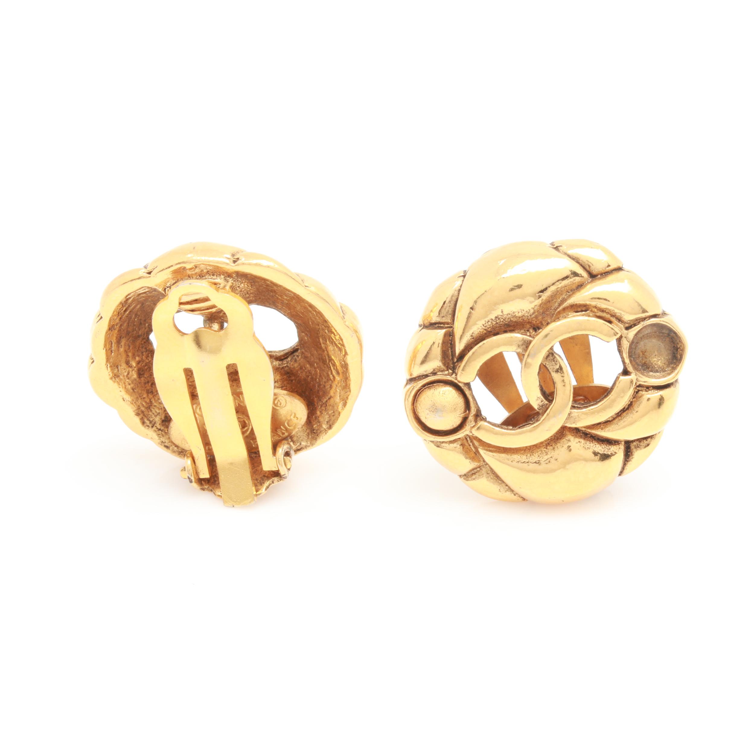 1984 Chanel "Collection 23" Gold Tone Earrings