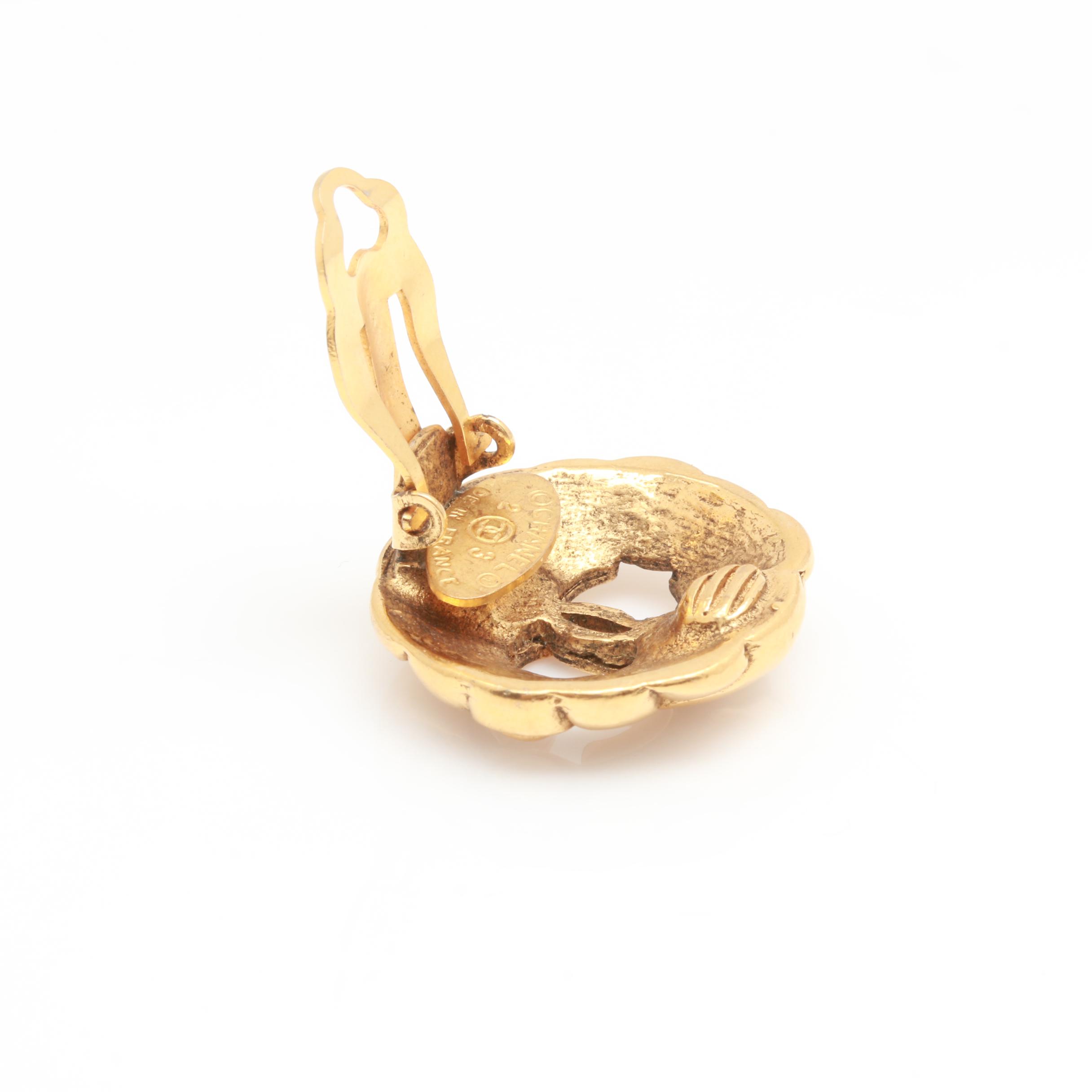 1984 Chanel "Collection 23" Gold Tone Earrings