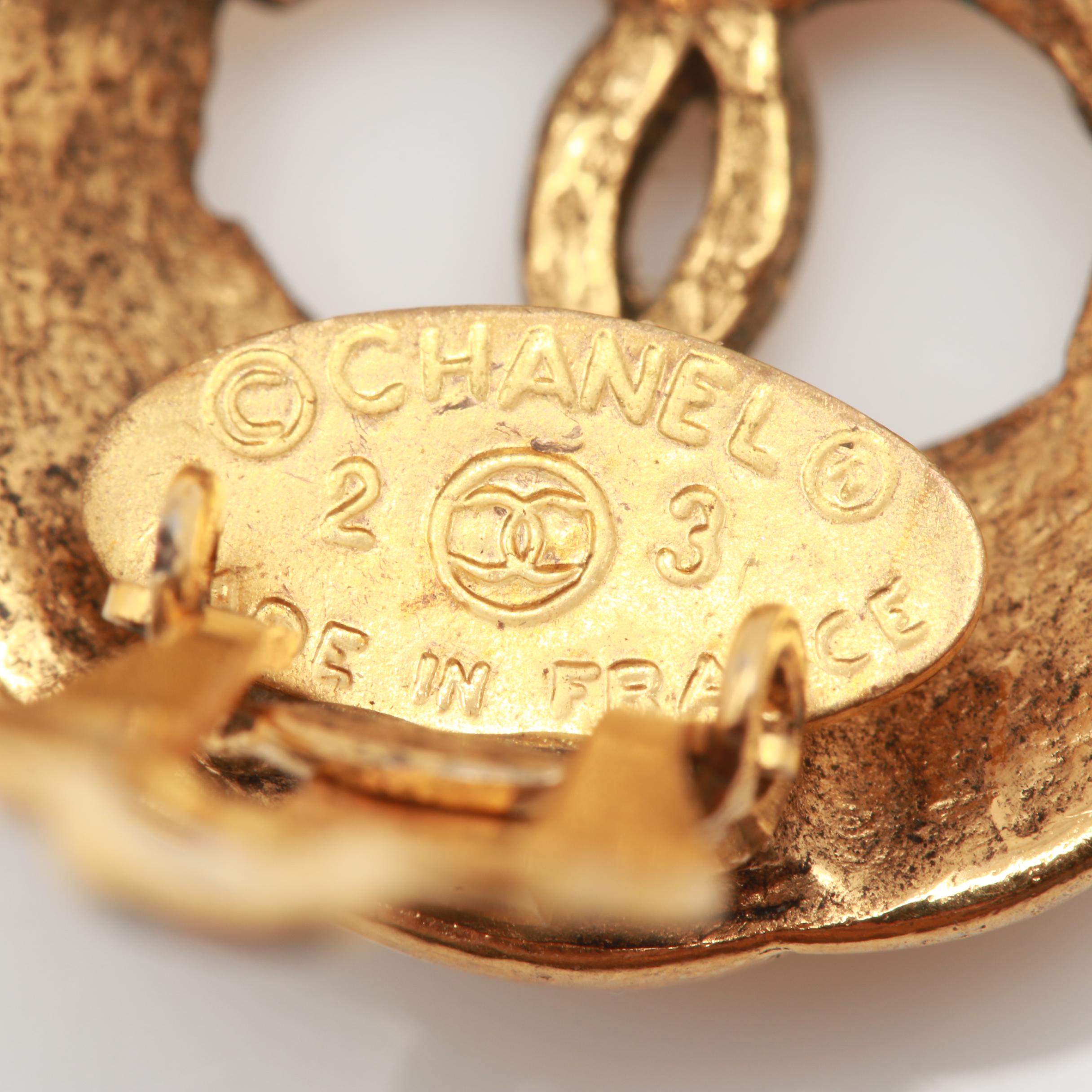 1984 Chanel "Collection 23" Gold Tone Earrings