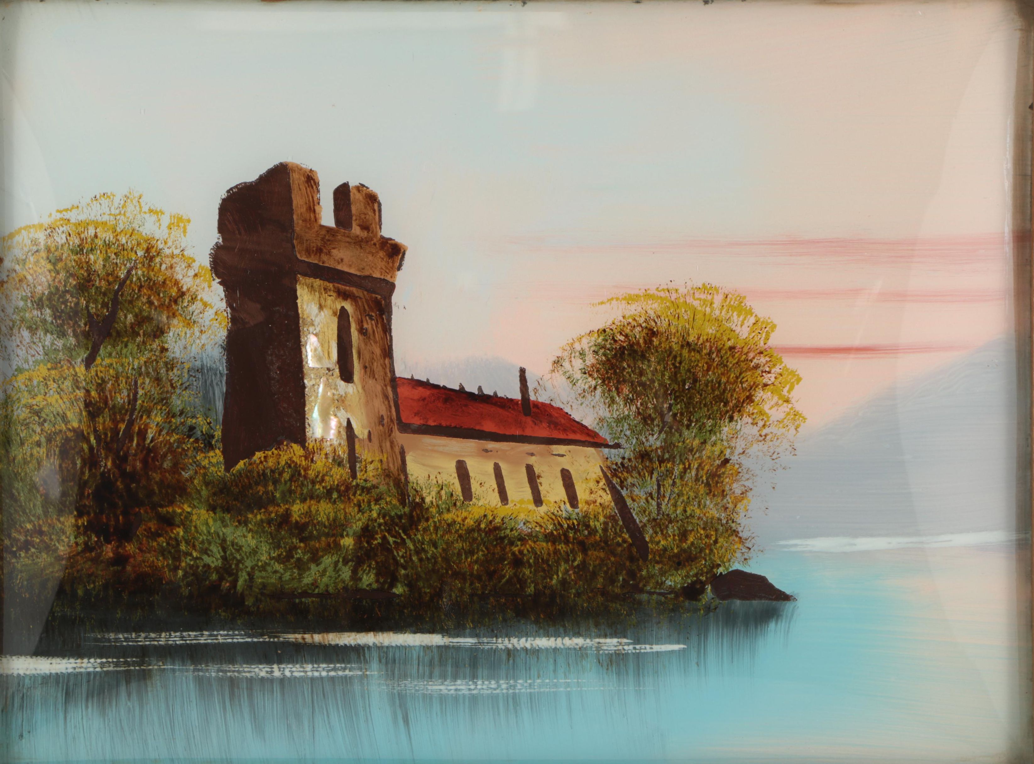 Vintage Reverse Glass Oil Painting