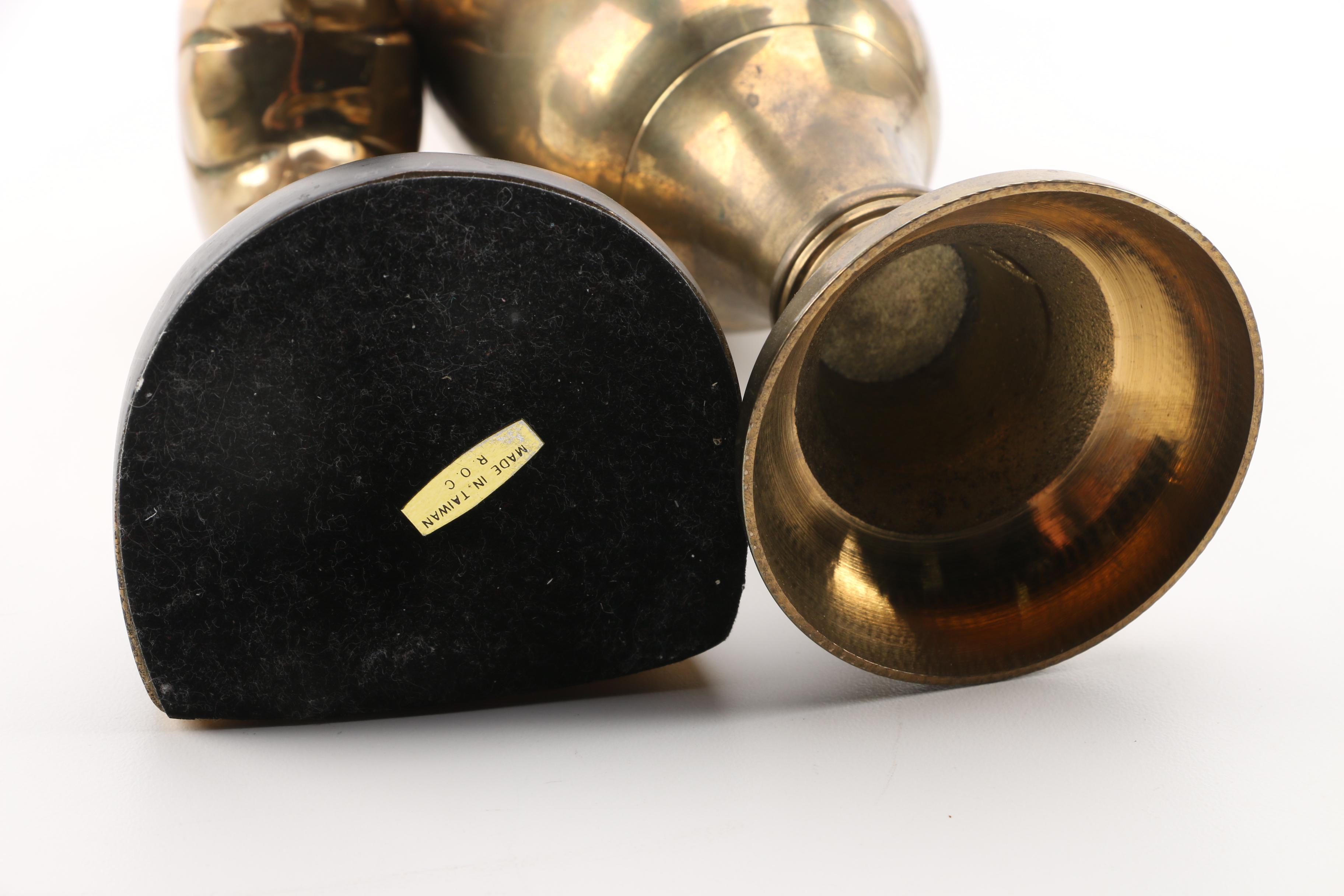 Brass Tone Lamp with Desk Decor