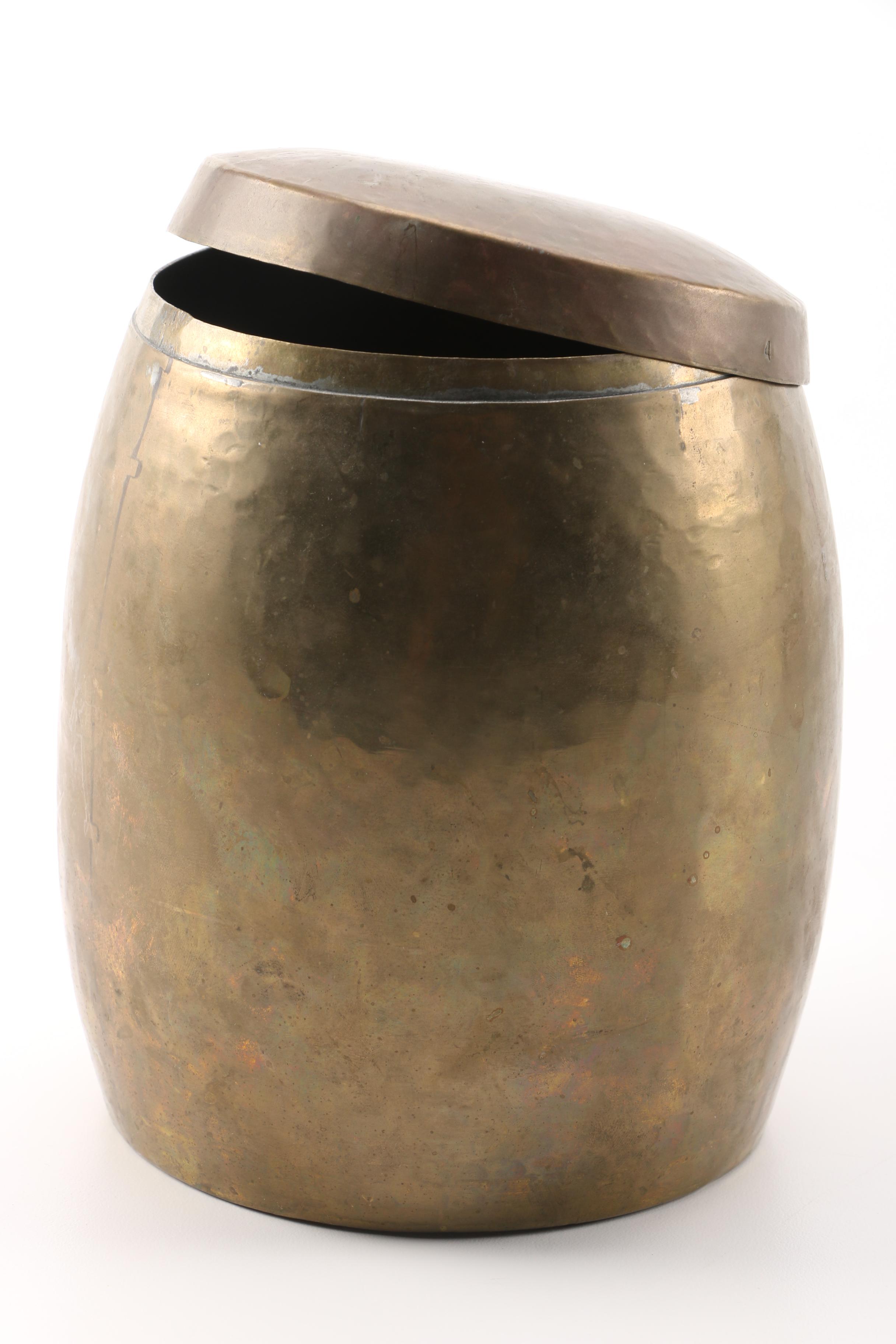 Brass Tone Lamp with Desk Decor