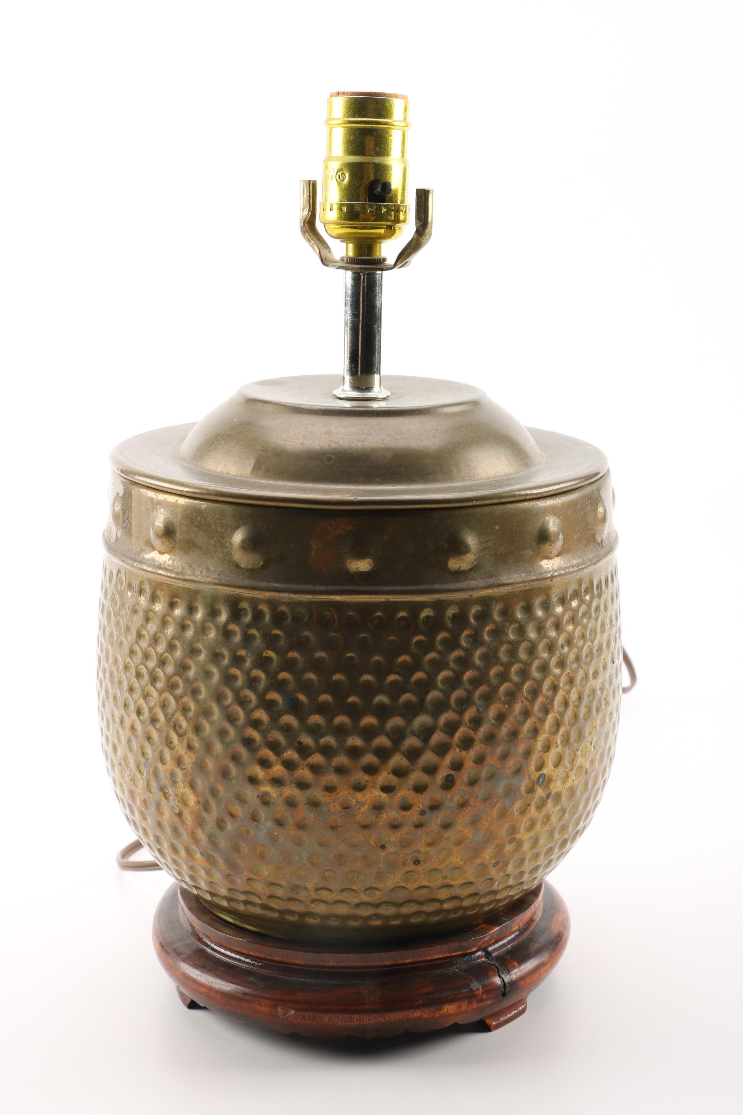 Brass Tone Lamp with Desk Decor