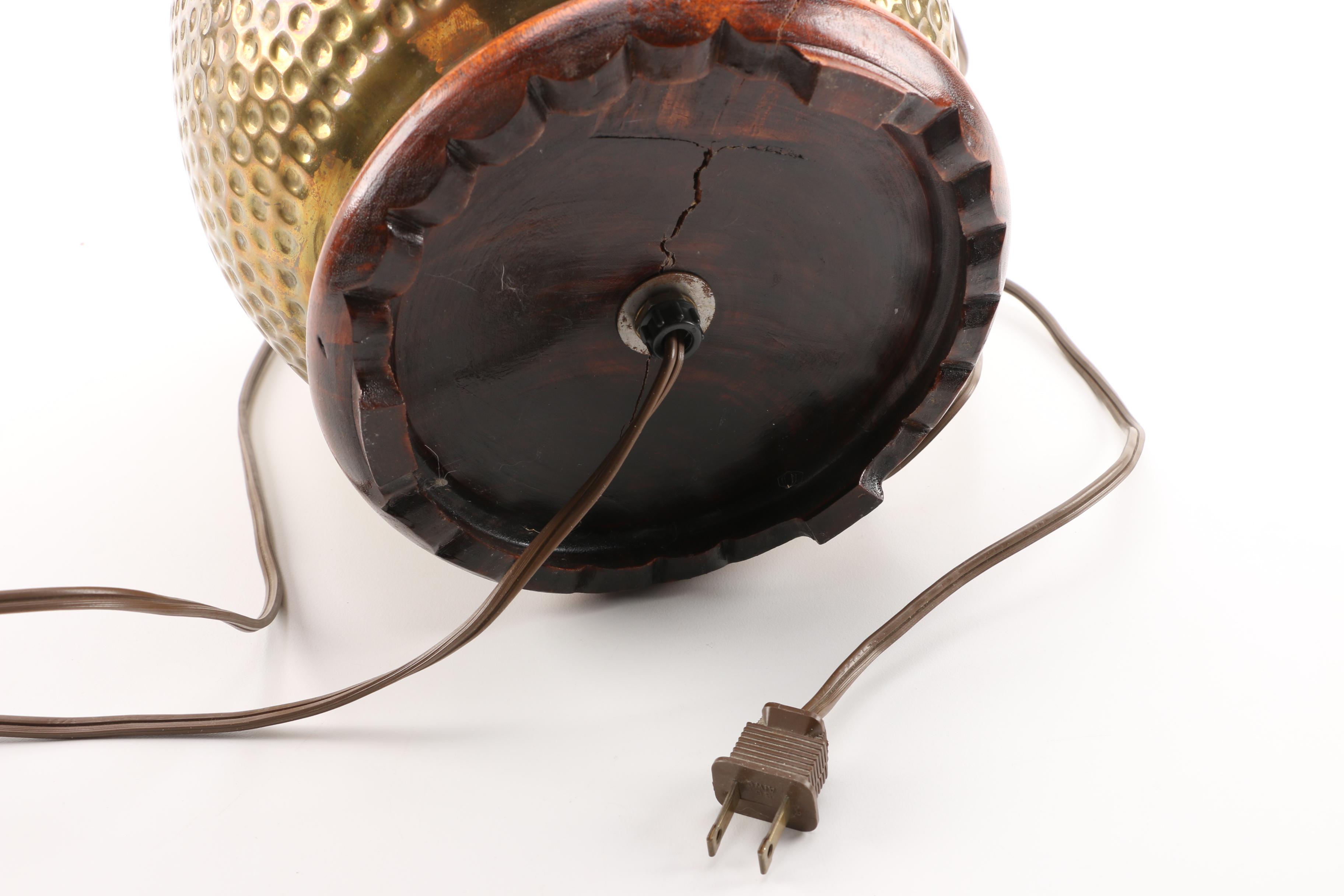 Brass Tone Lamp with Desk Decor