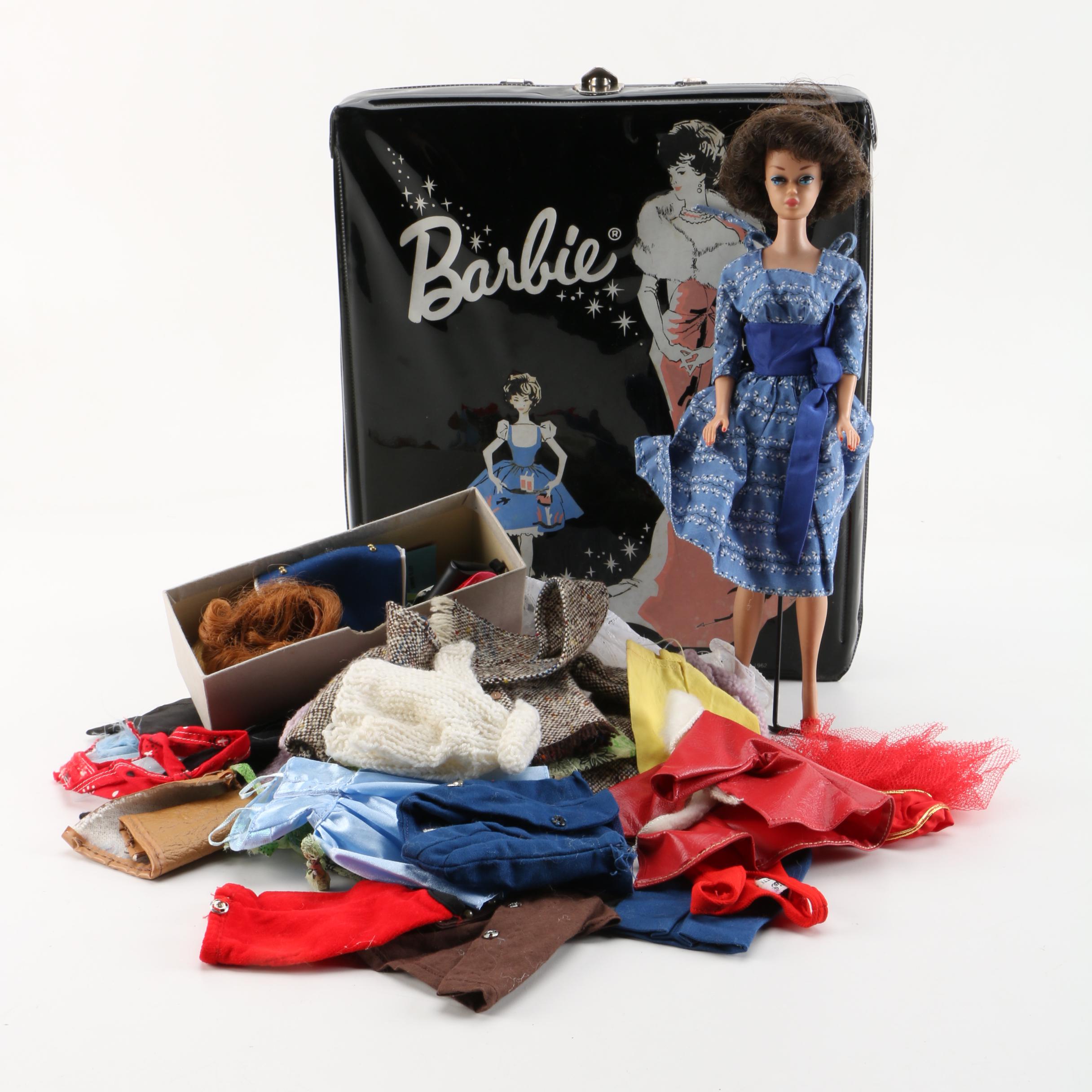 1960s "Fashion Queen" Barbie with 1962 Ponytail Case and Clothing