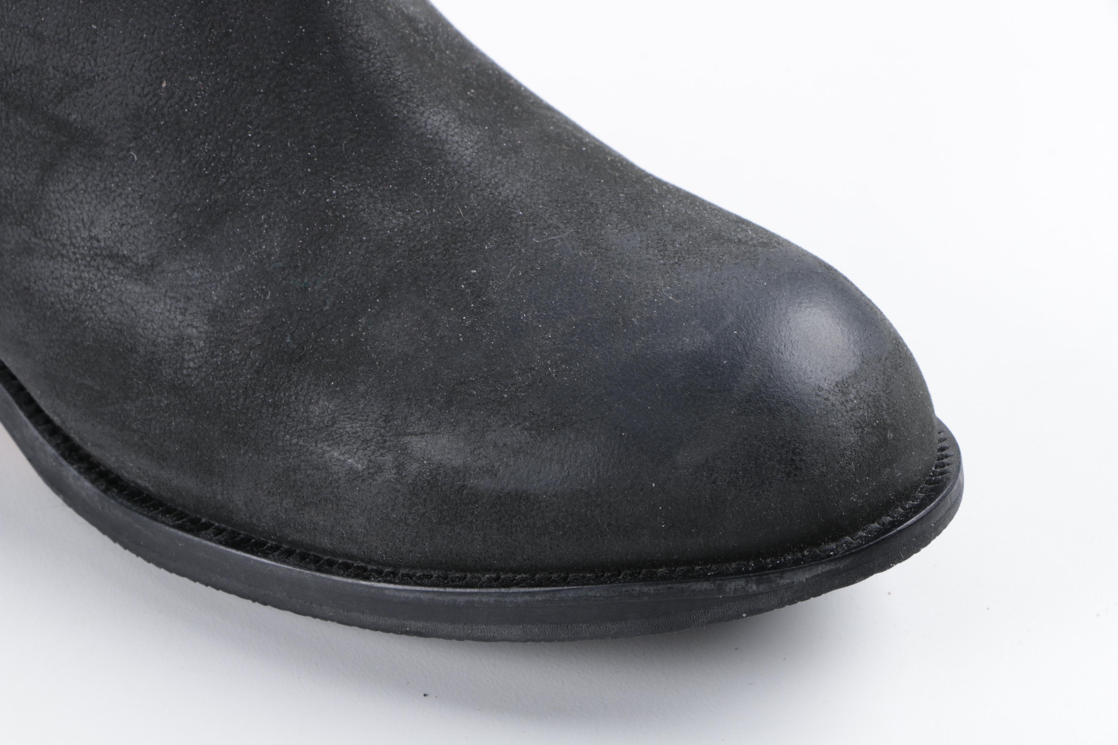 Cole Haan Leora Black Leather Boots with Buckle Straps