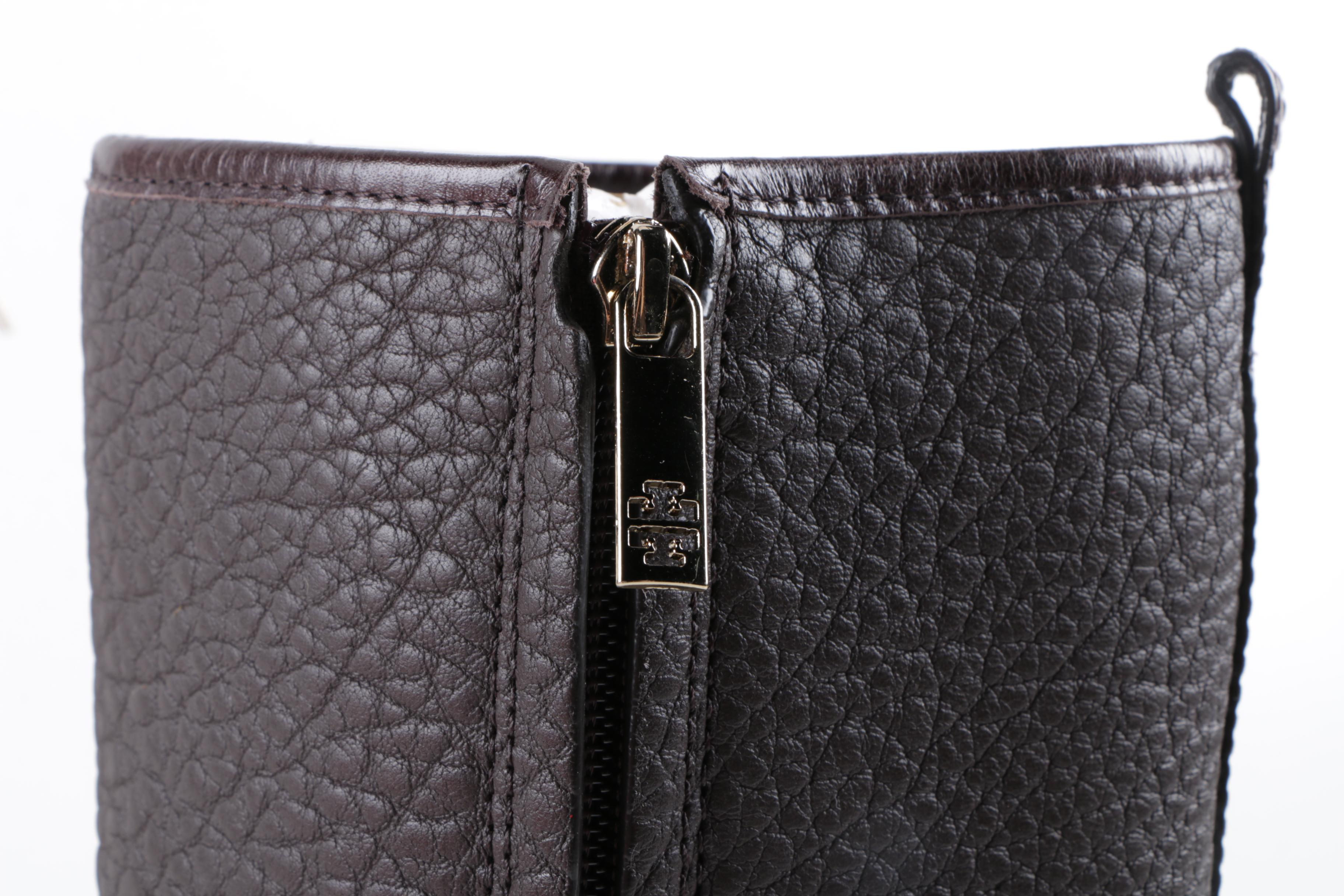 Tory Burch Leona Brown Leather Boots with Side Pocket