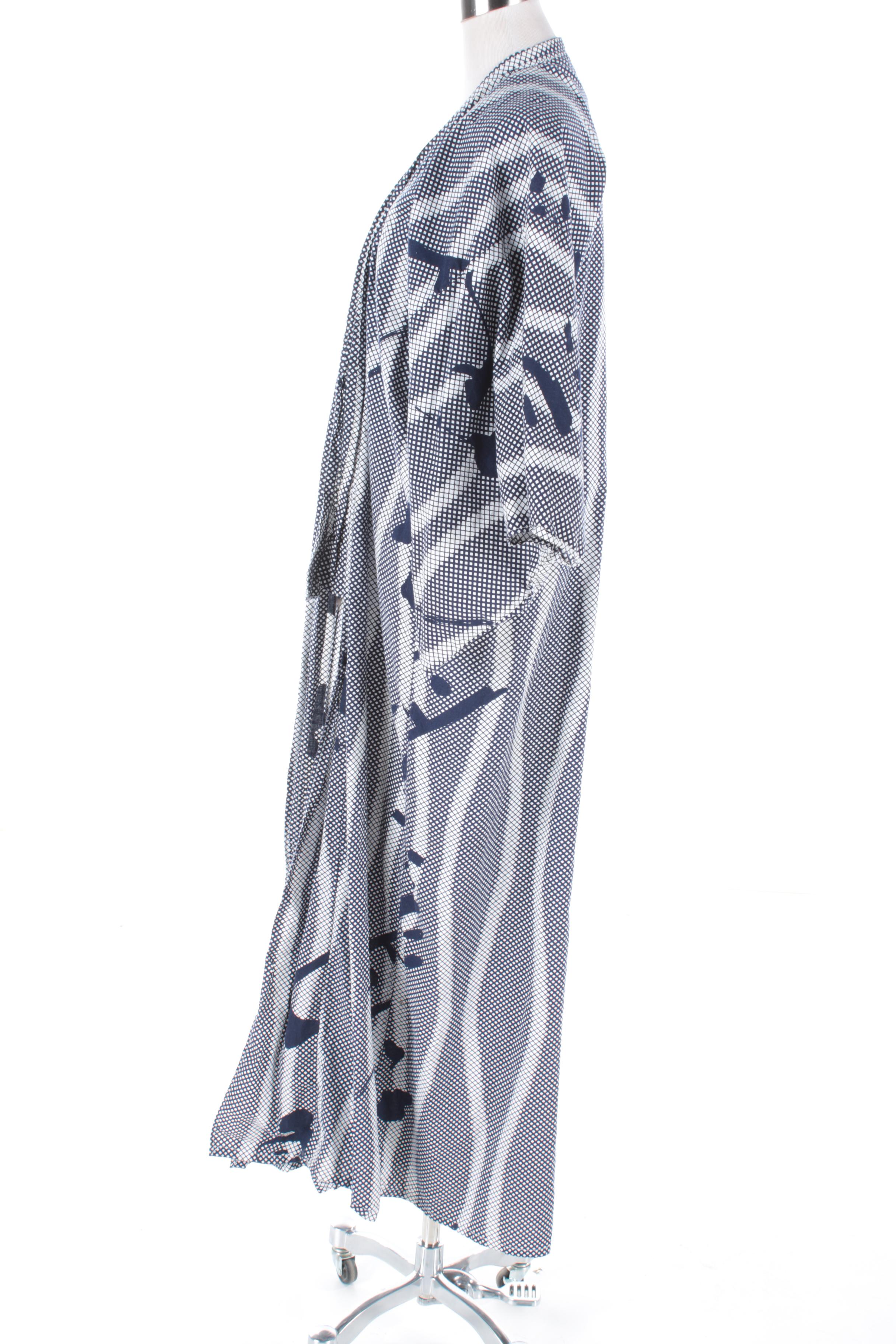 Blue and White Cotton Patterned Yukata Kimono