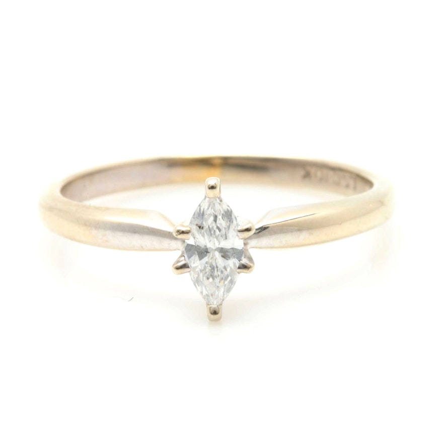 10K White Gold Diamond Solitaire Ring