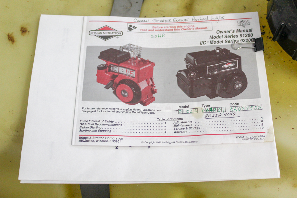 Briggs & Stratton Sprayer Engine Model 91252