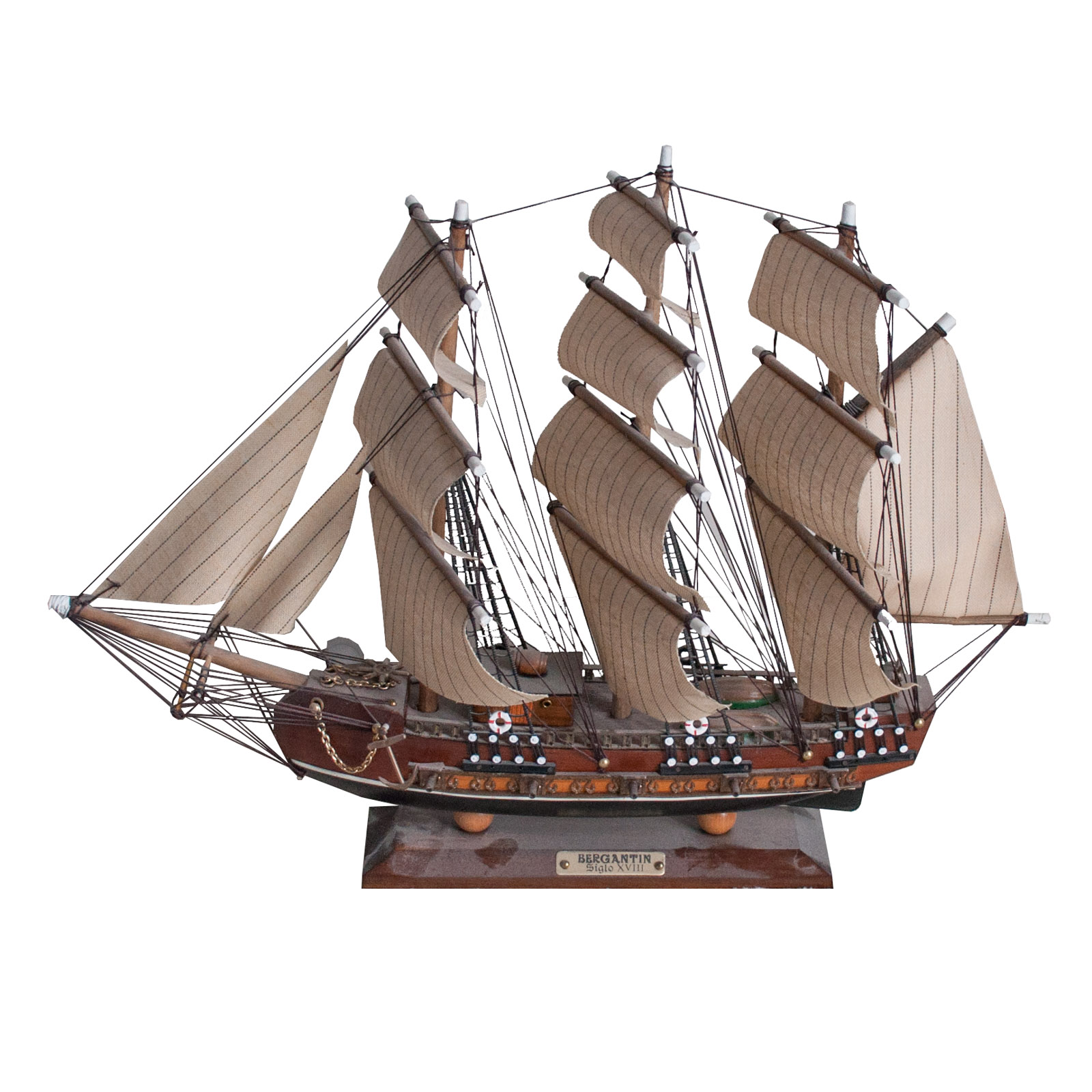 Wood Model of the Bergantin Siglo XVIII Ship