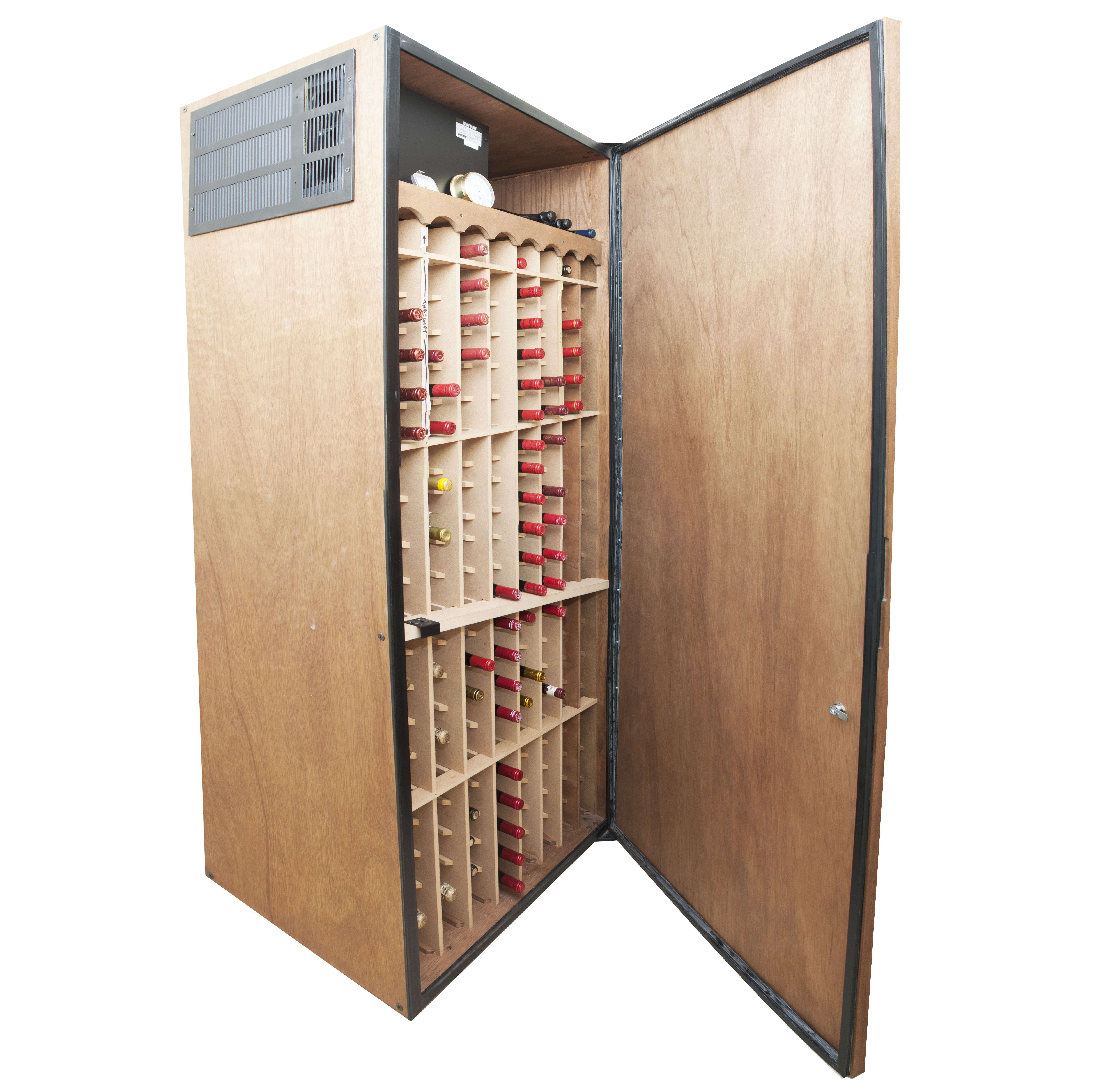 Wine-Mate Cooling System 2500CD with Tall Wood Wine Cooler Storage Unit