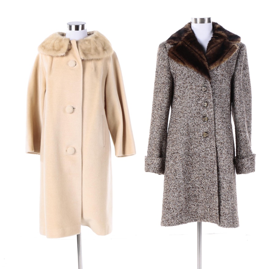 Women's Overcoats Including Mink Fur and Faux Fur Collars