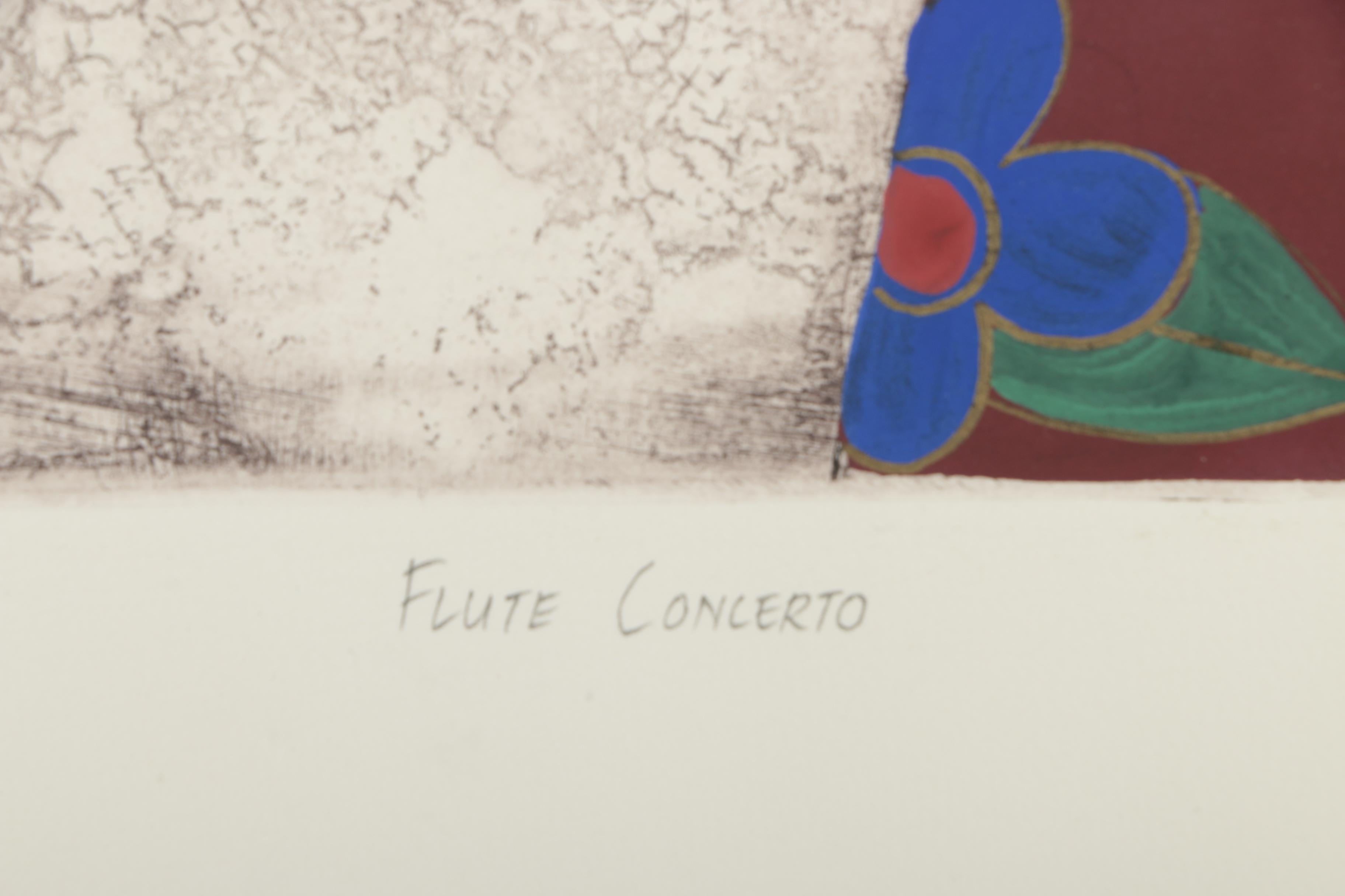 Anine Barnard Hand-Colored Etching "Flute Concerto"