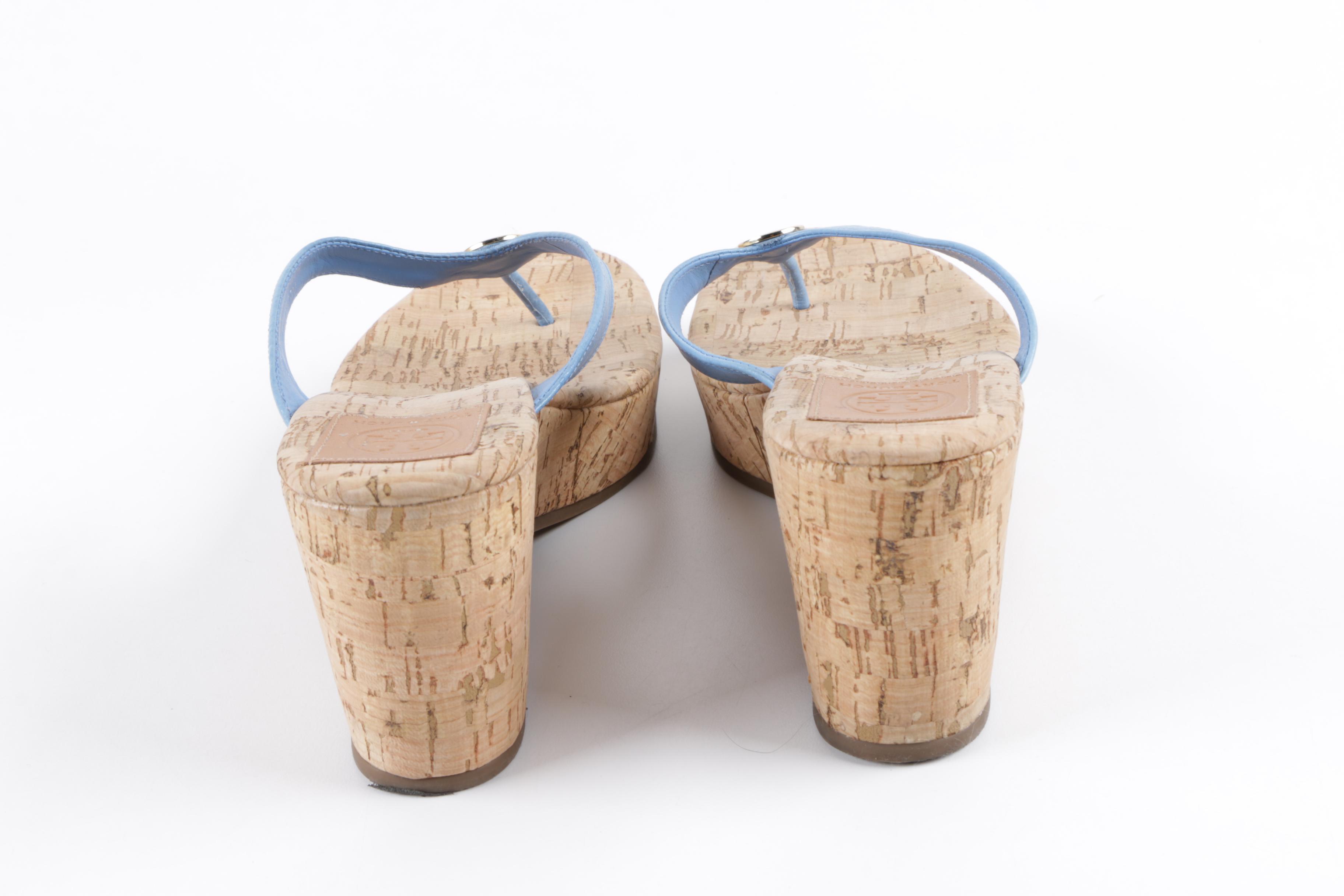 Tory Burch Leather and Suede Thong Sandals