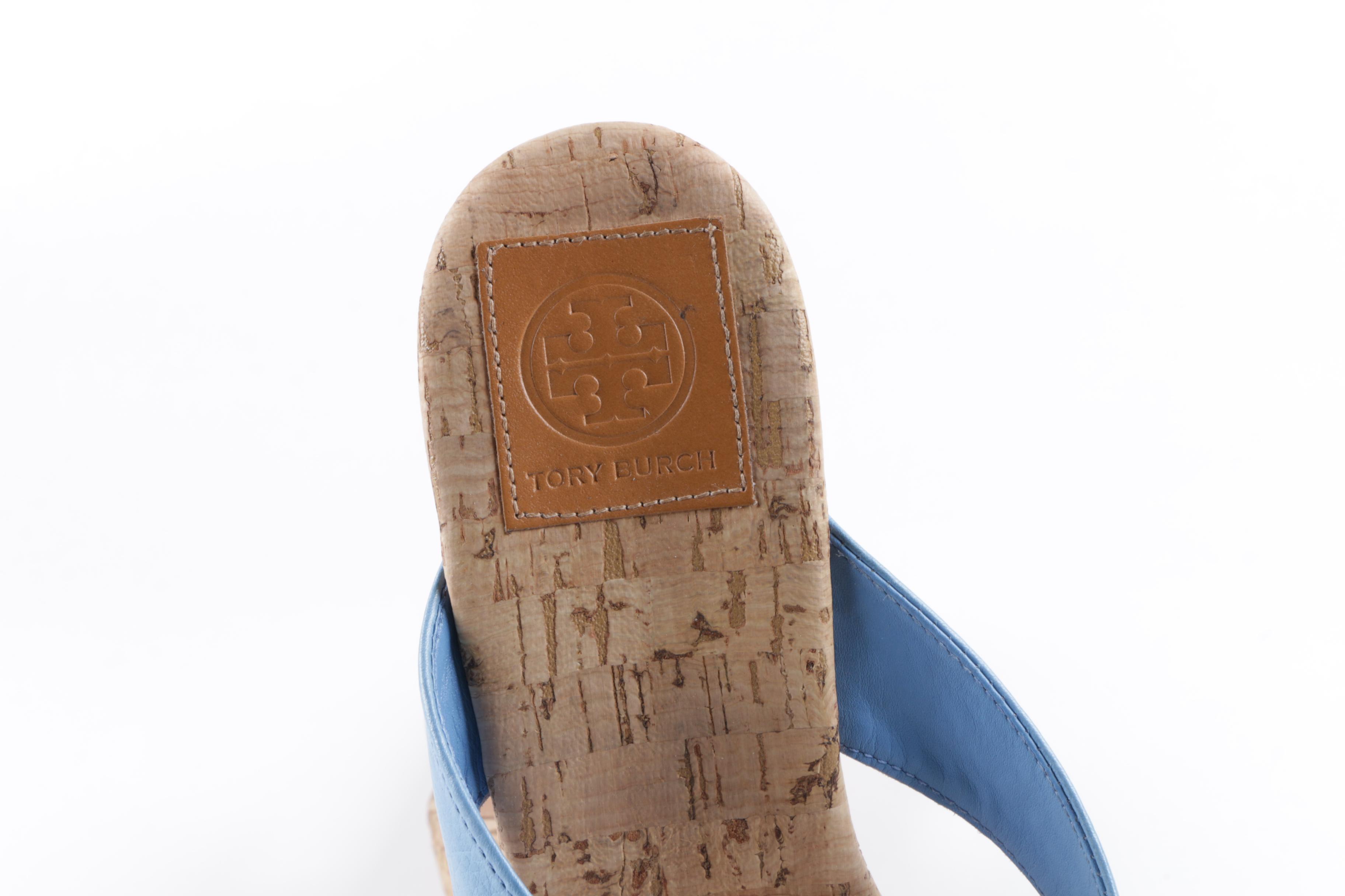 Tory Burch Leather and Suede Thong Sandals