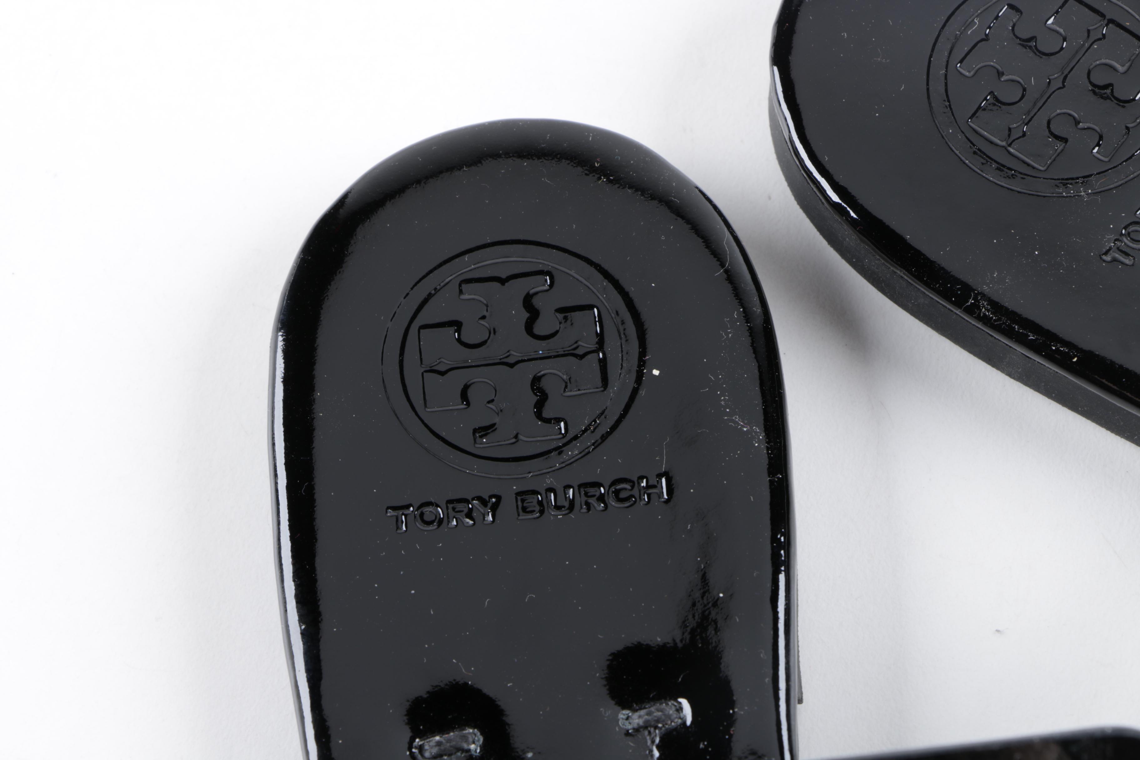 Tory Burch Black Leather Thong Sandals