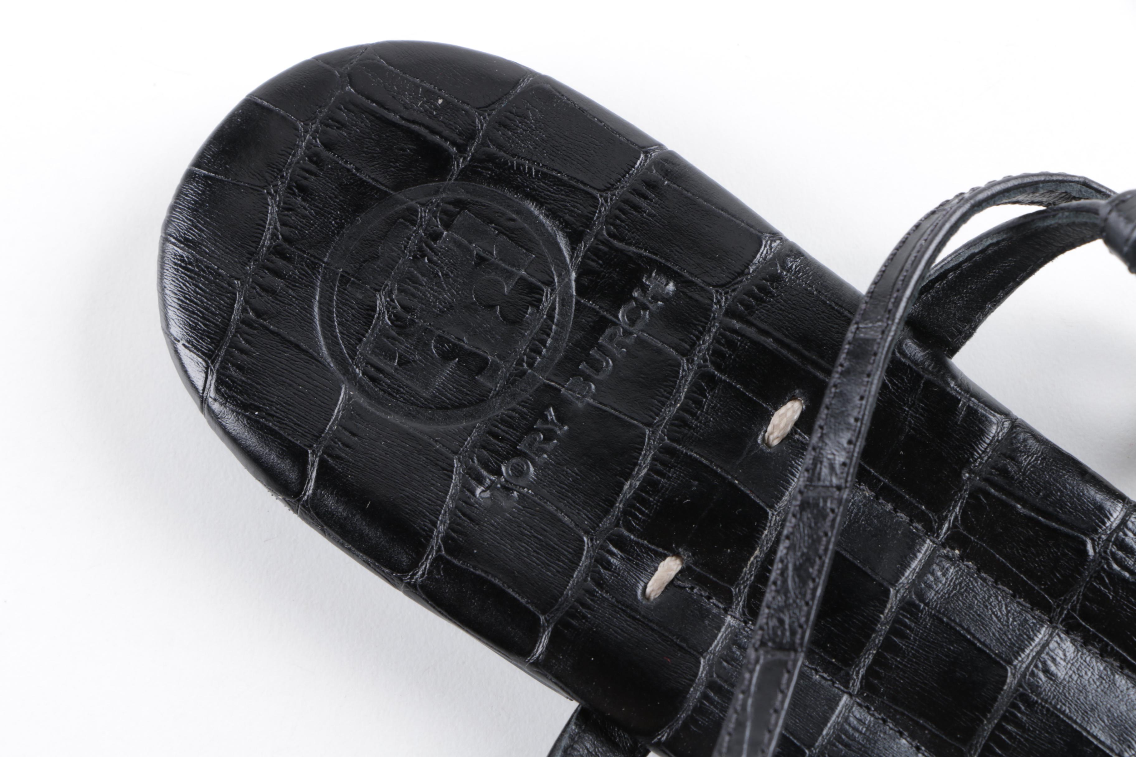 Tory Burch Black Leather Thong Sandals