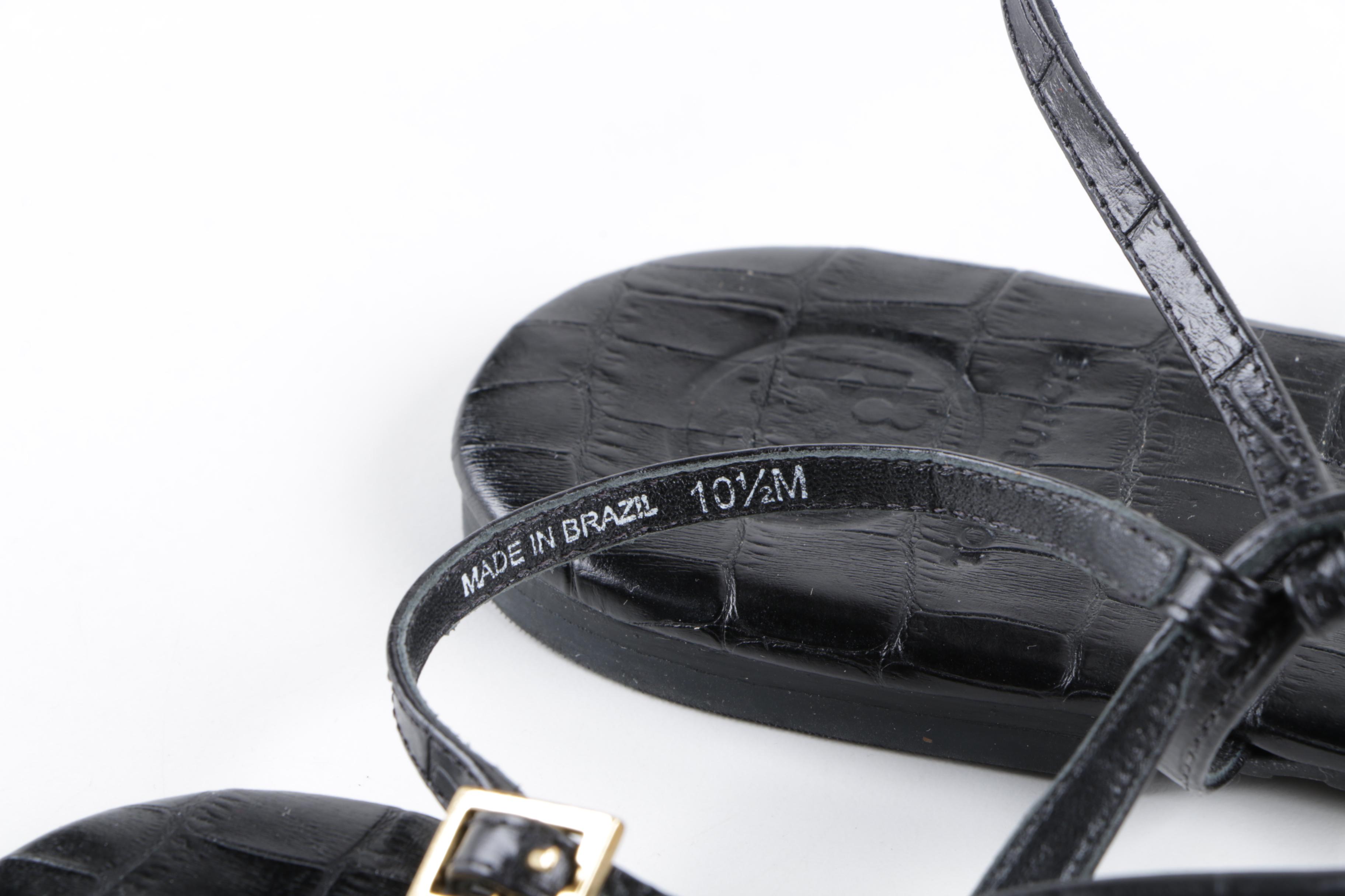 Tory Burch Black Leather Thong Sandals