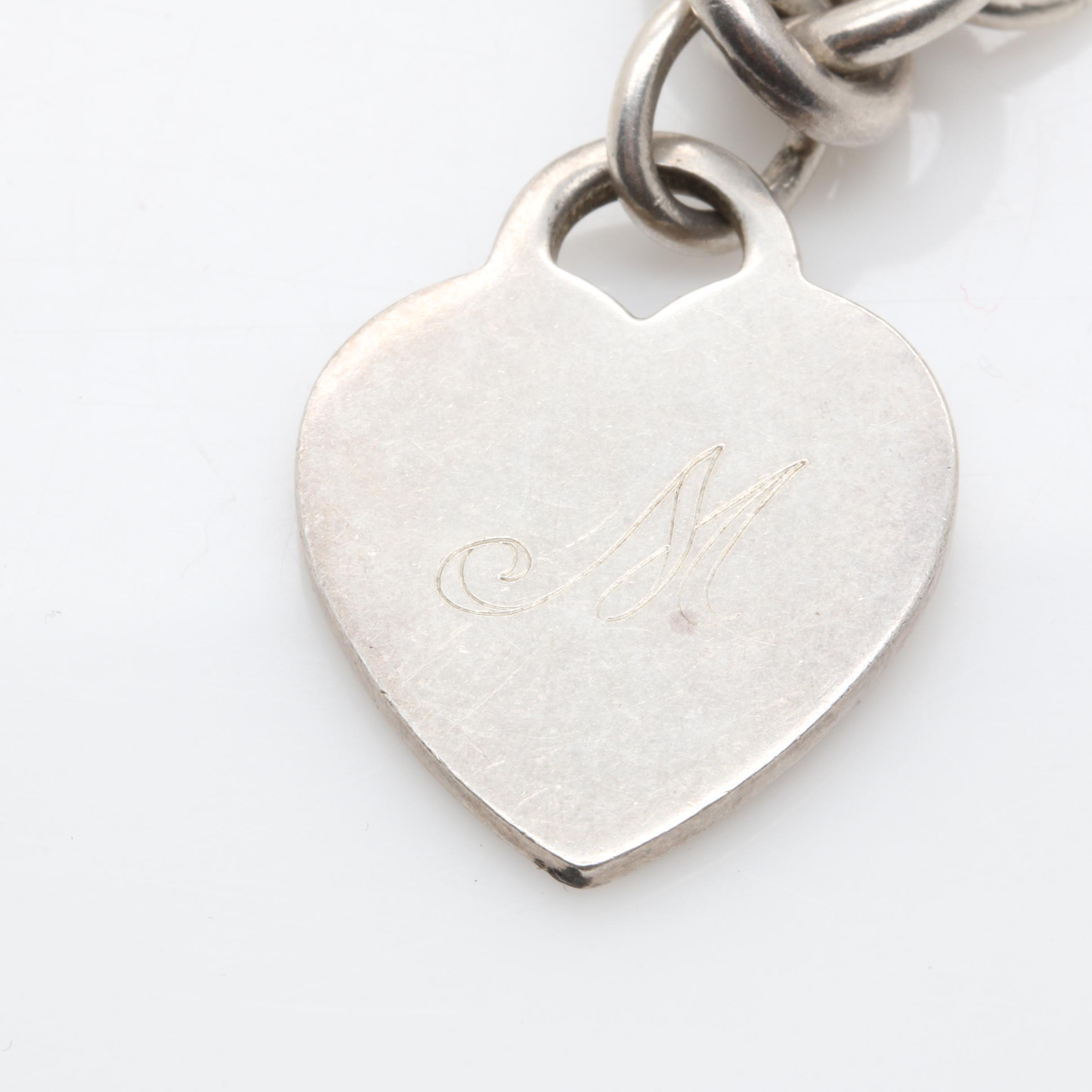 Tiffany & Co. Sterling Silver Engraved Heart Bracelet