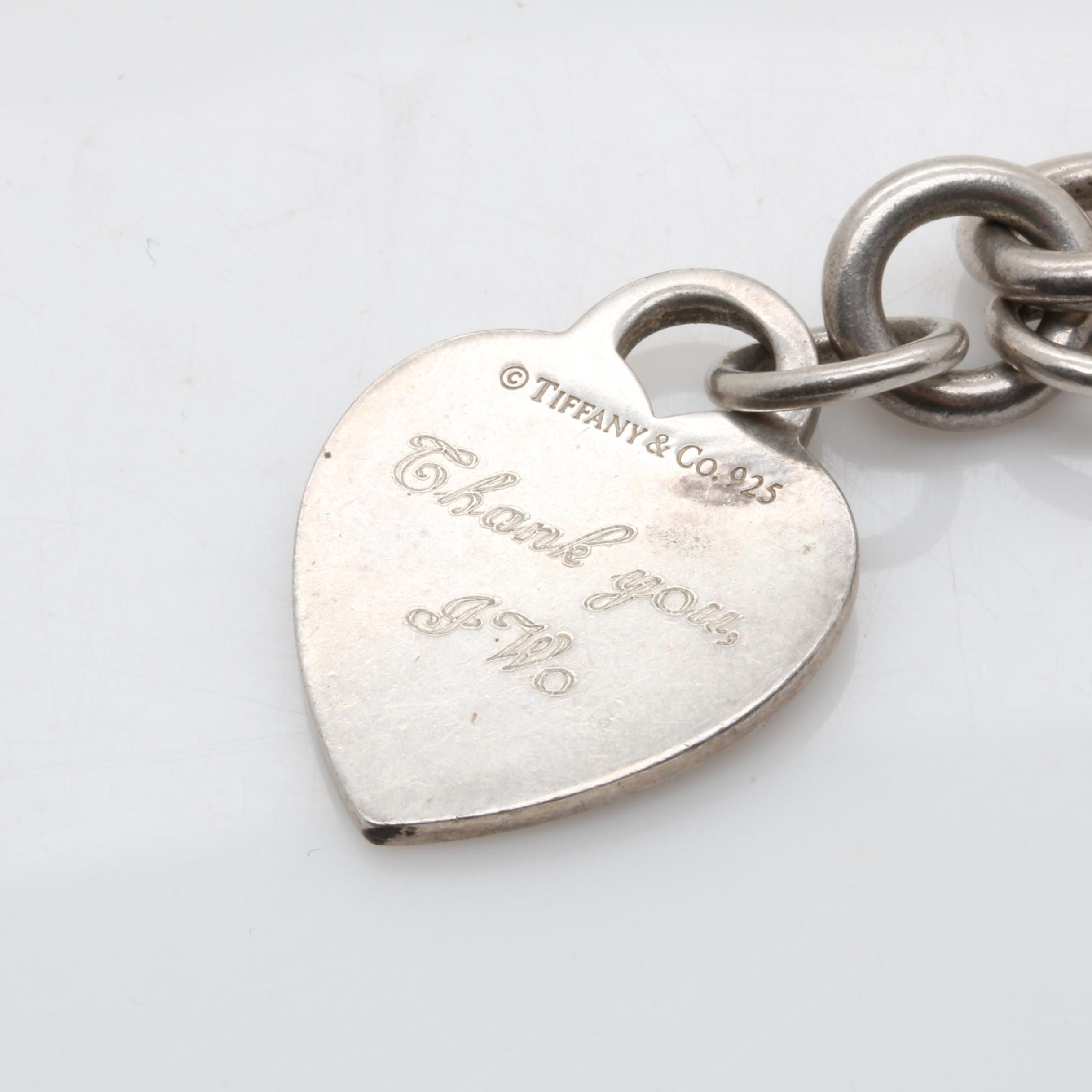 Tiffany & Co. Sterling Silver Engraved Heart Bracelet