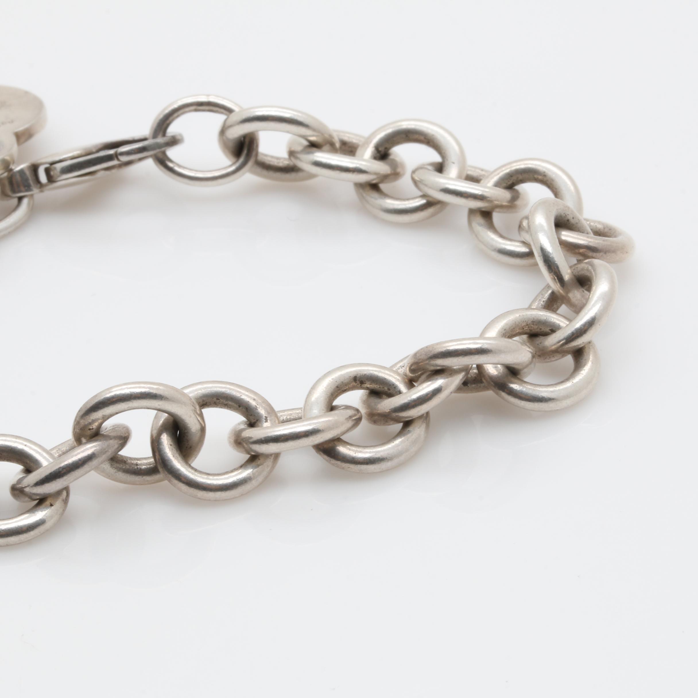 Tiffany & Co. Sterling Silver Engraved Heart Bracelet