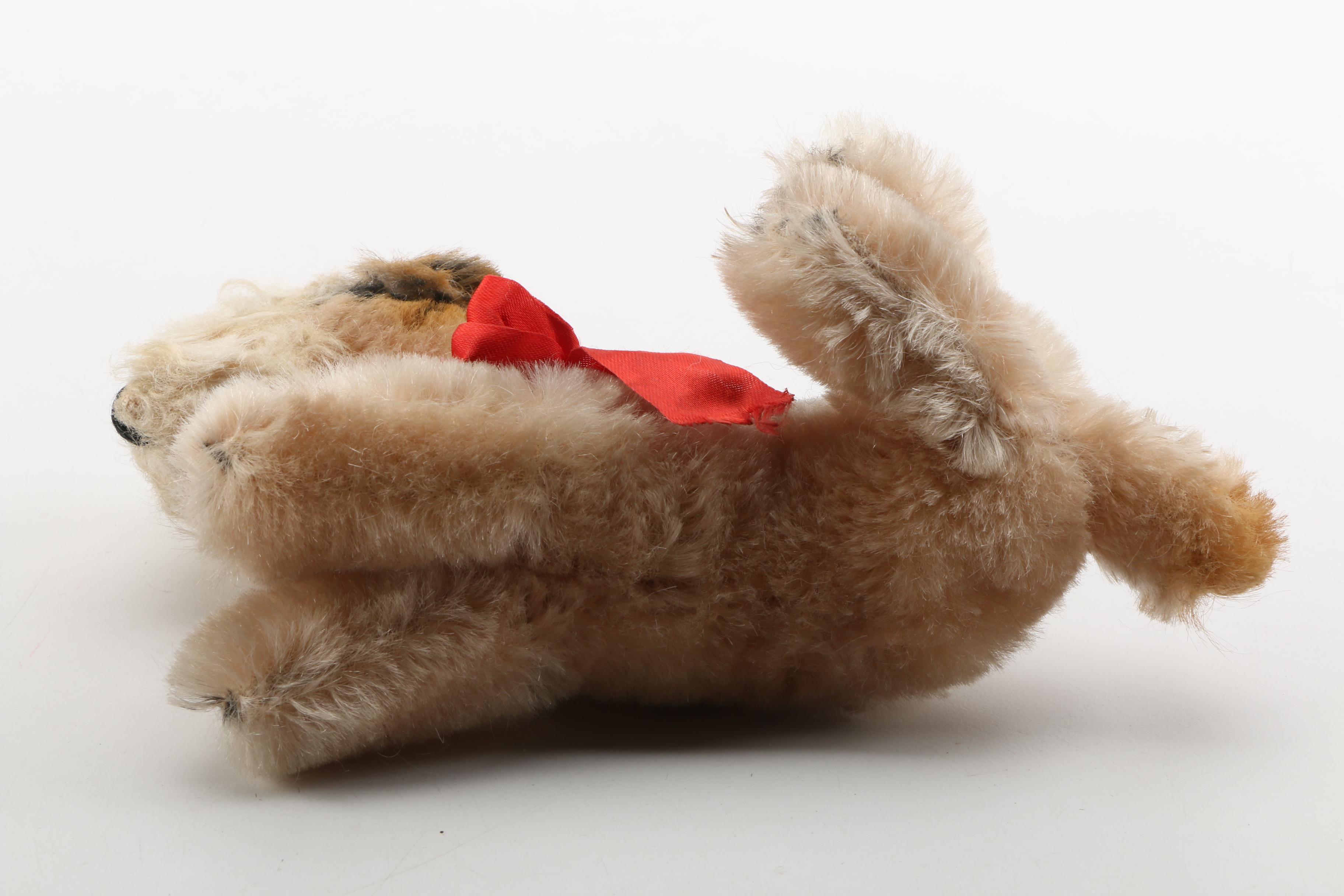 Vintage Plush Dog with Bow