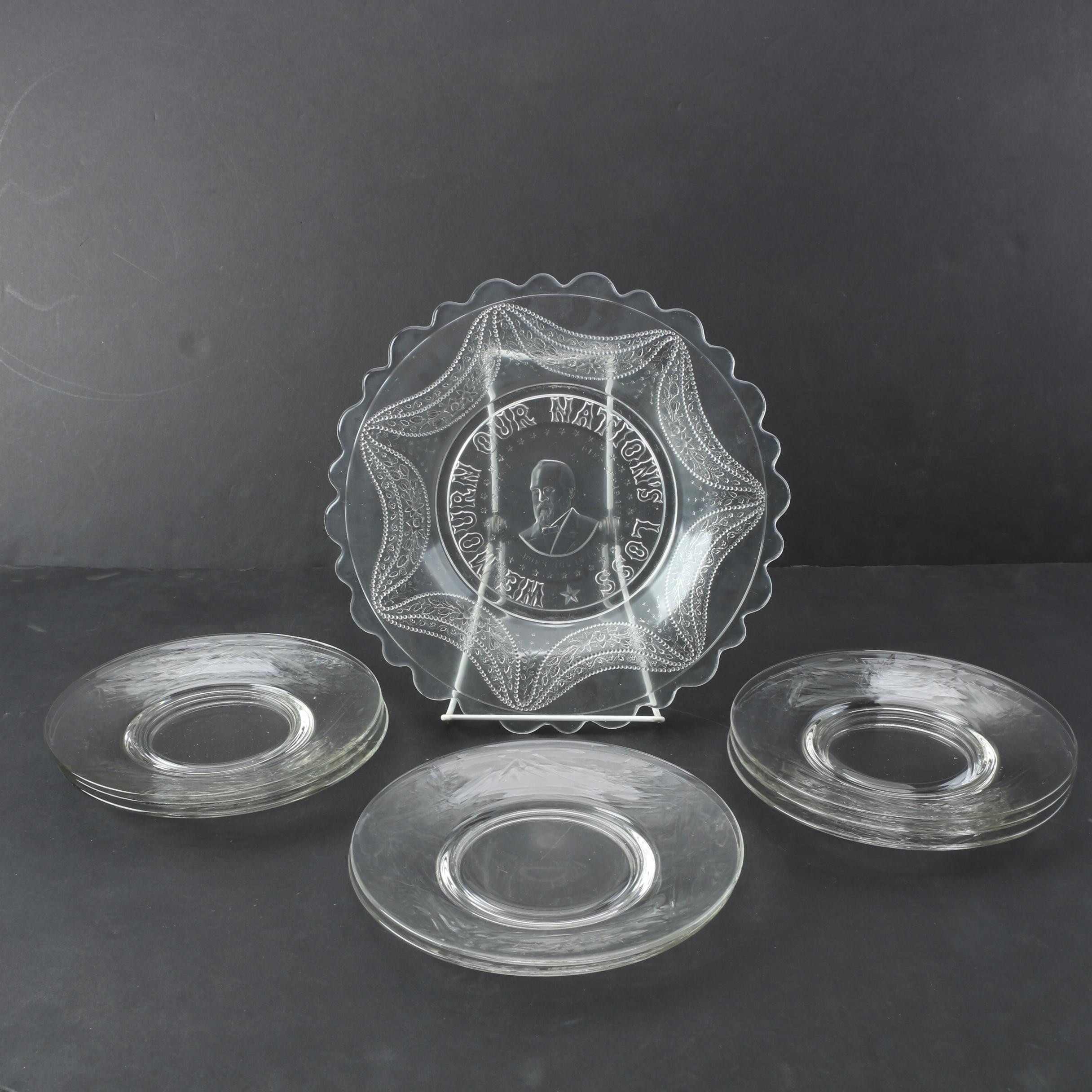 President James Garfield Memorial Plate and Glass Plates