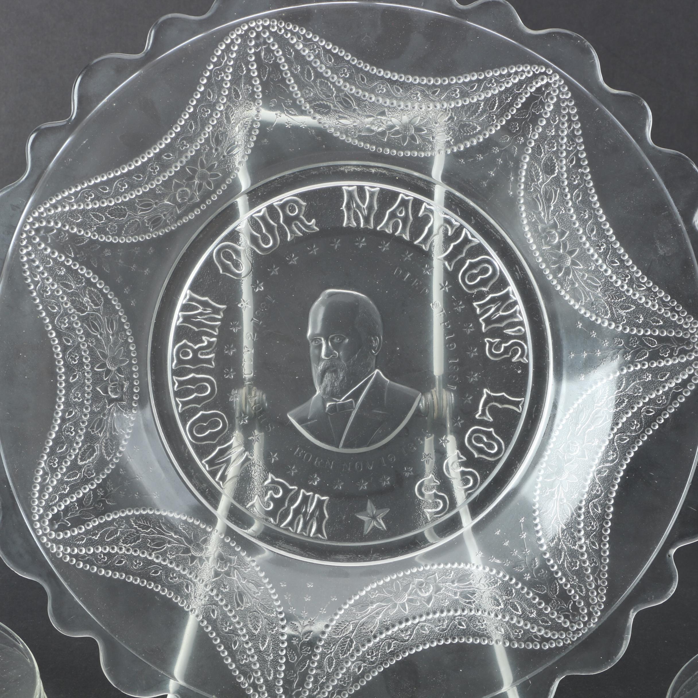 President James Garfield Memorial Plate and Glass Plates