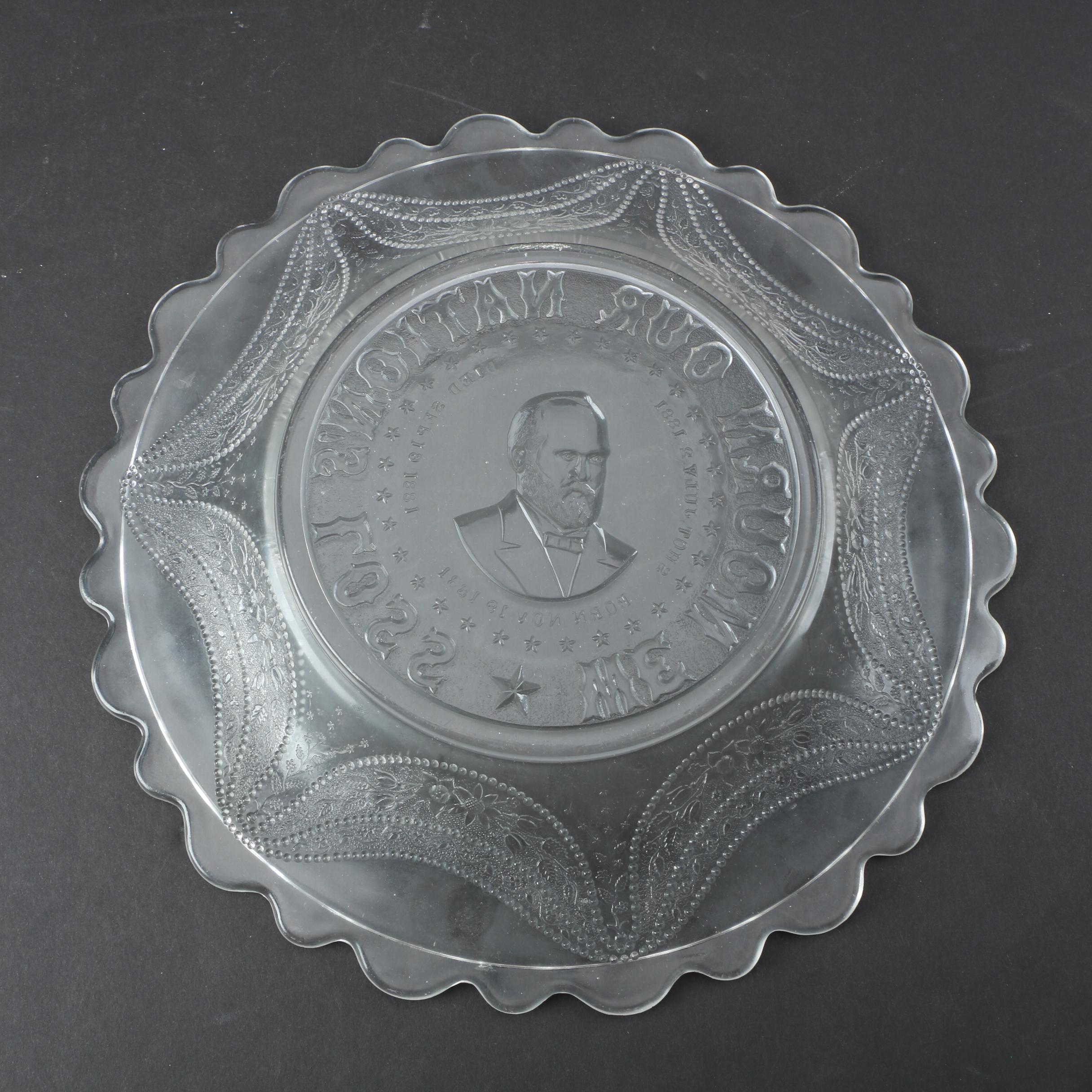 President James Garfield Memorial Plate and Glass Plates