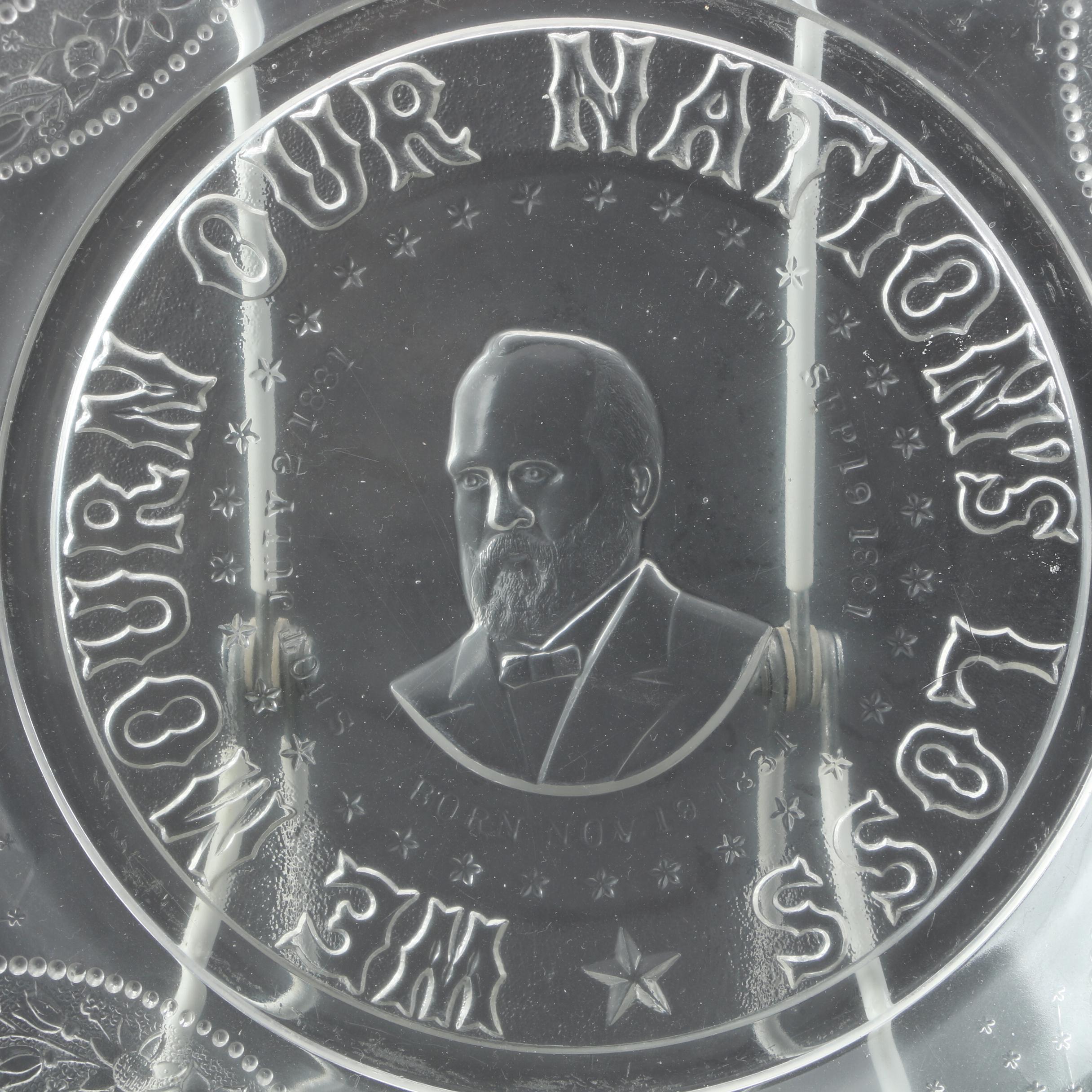 President James Garfield Memorial Plate and Glass Plates