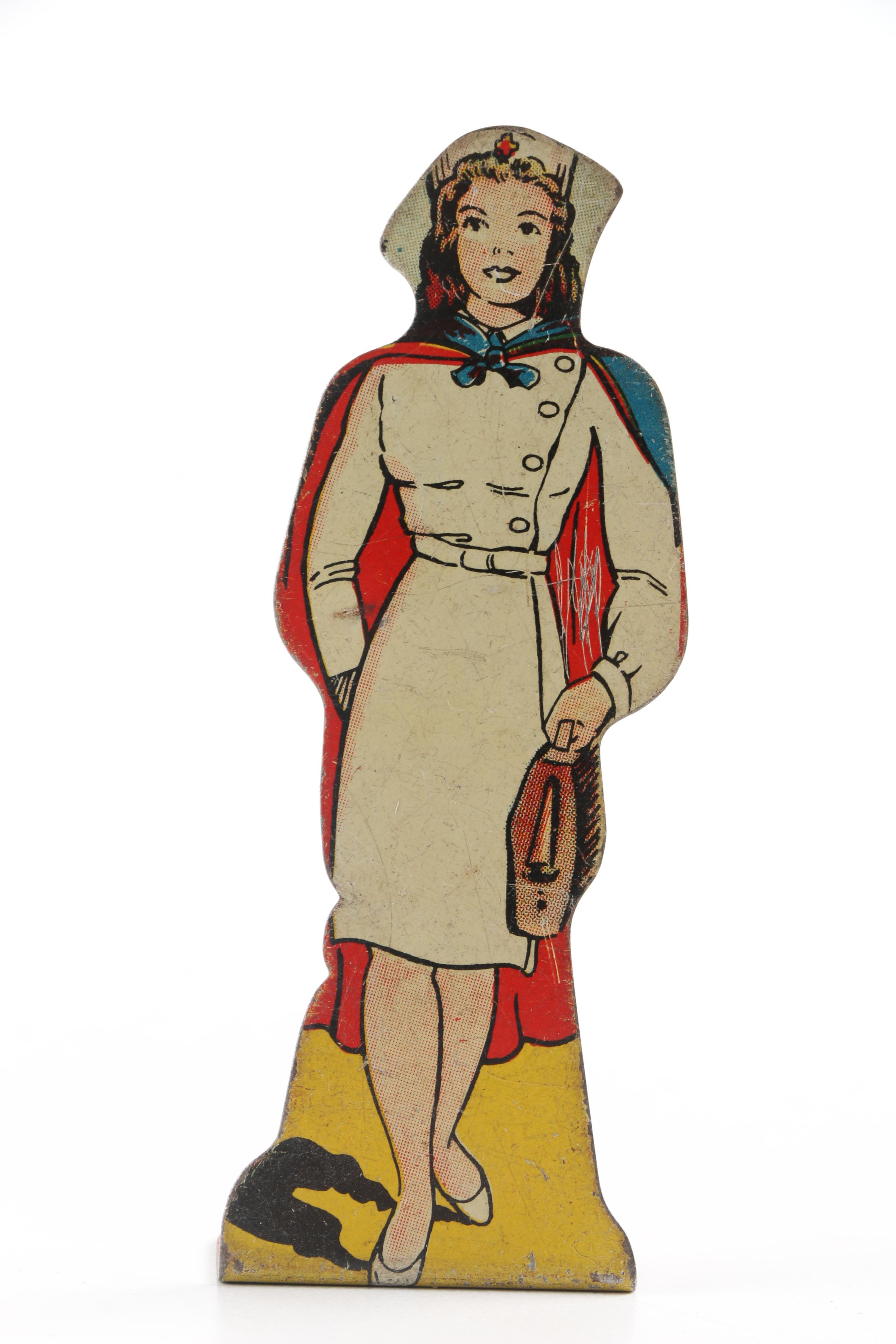 1930s Marx Tin WWI Military Figures and Rapid Fire Toy Cannon