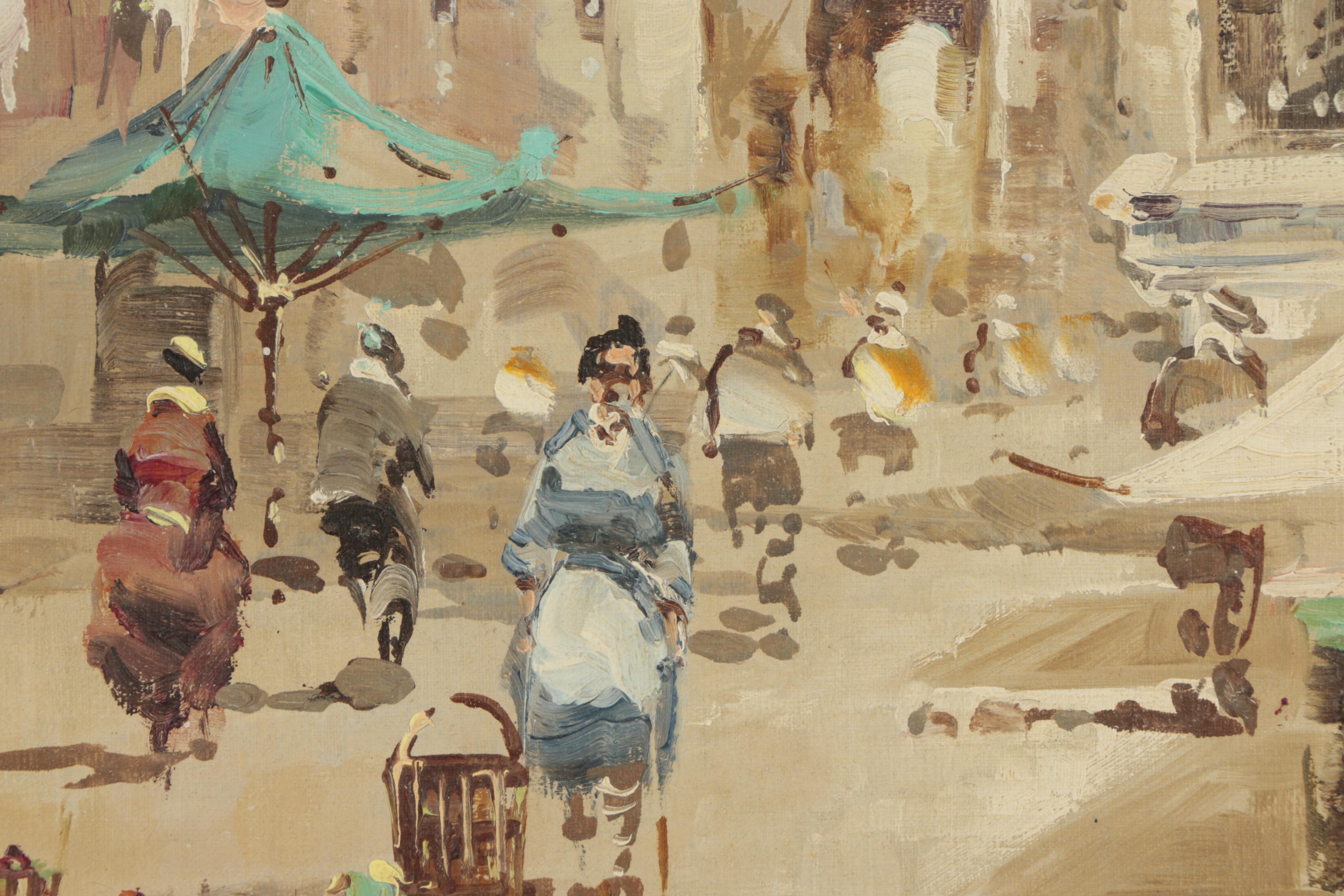 Oil Painting of a Village Square