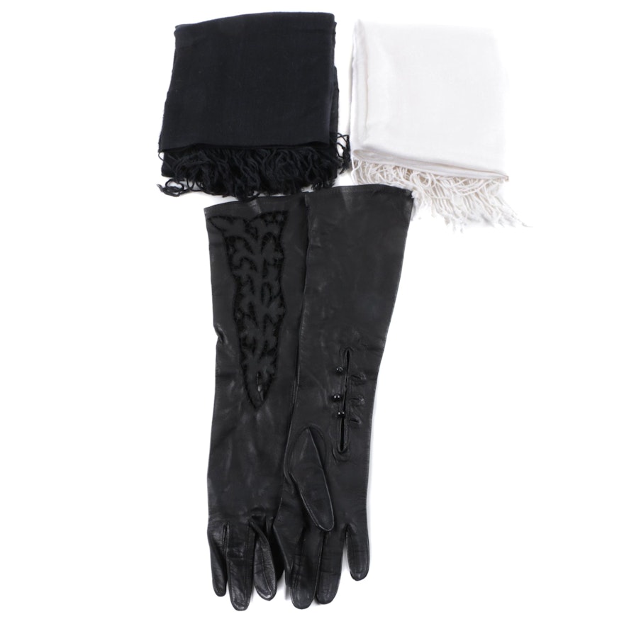 Pashmina Style Scarves and Leather Gloves