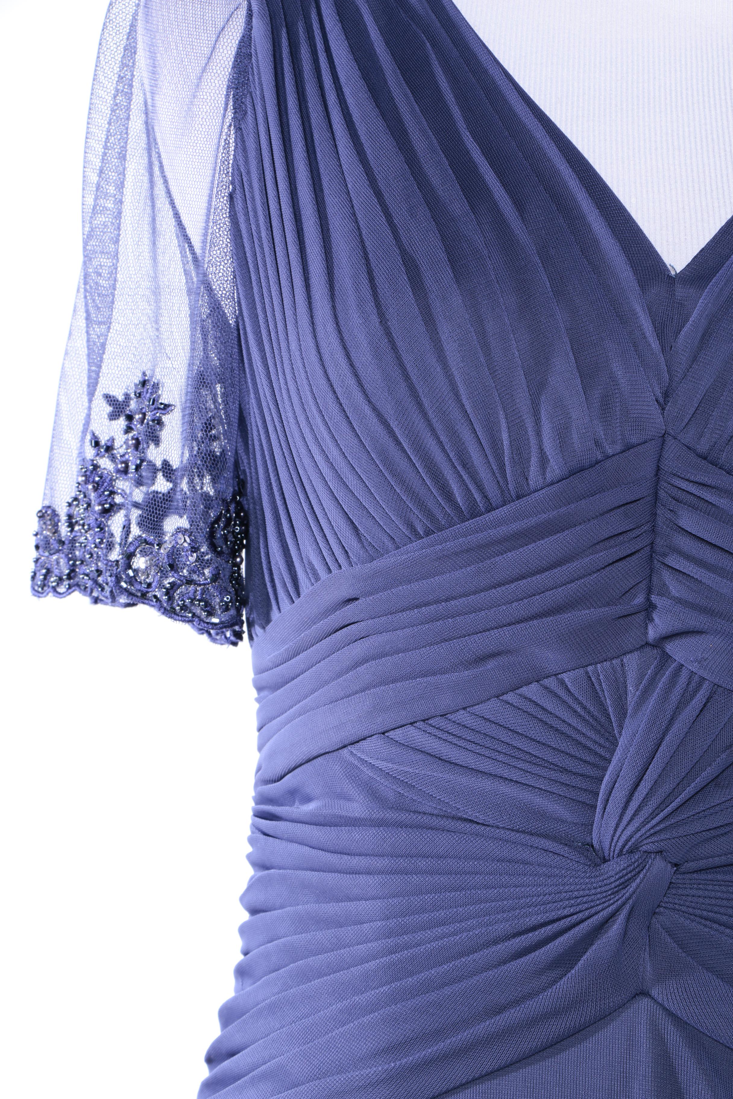 Adrianna Papell Navy Blue Embellished Trumpet Gown