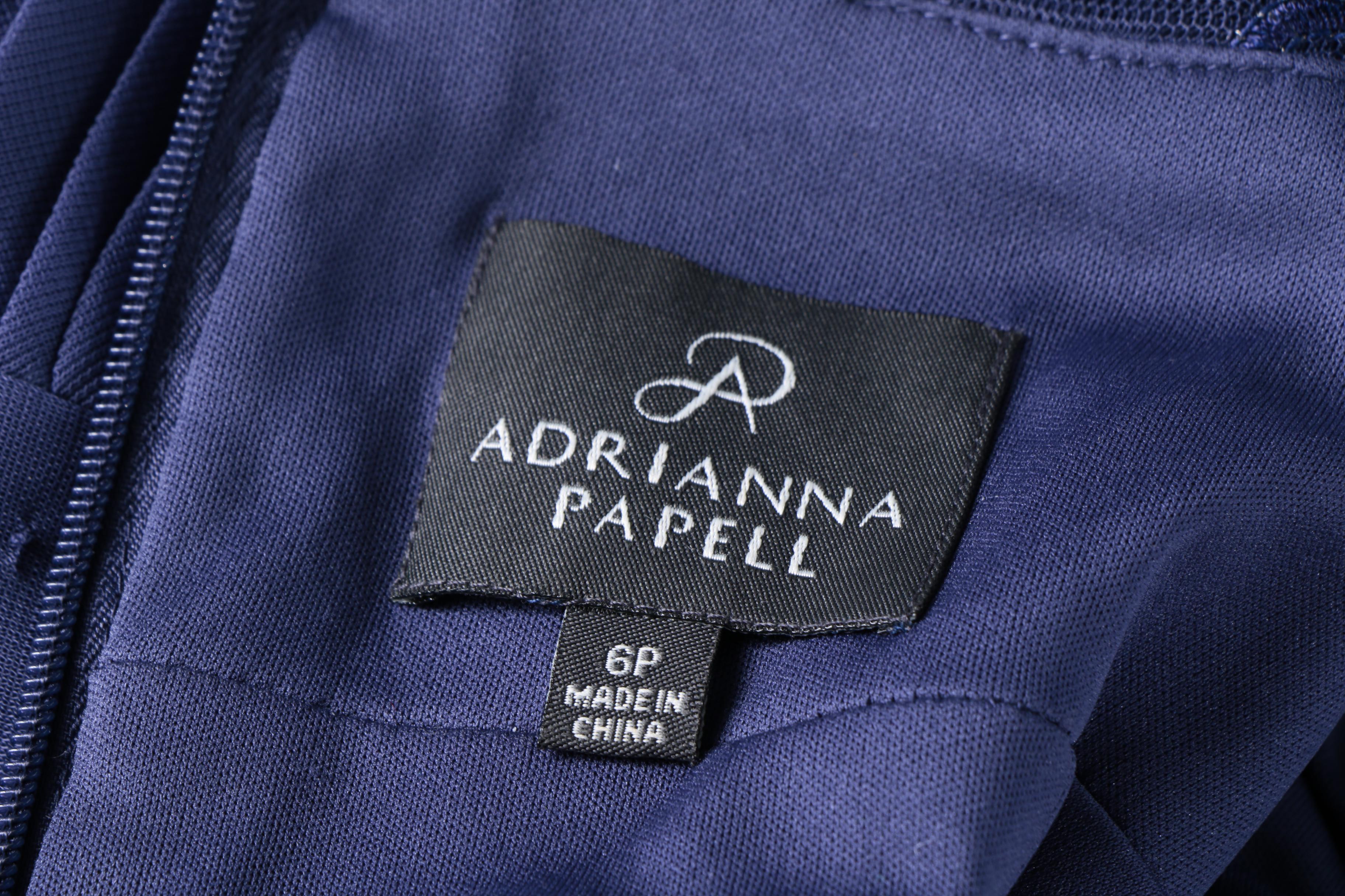 Adrianna Papell Navy Blue Embellished Trumpet Gown