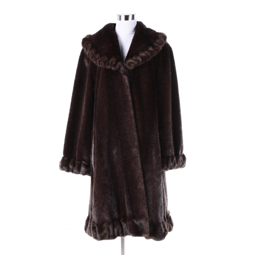 Women's Jones New York Faux Fur Coat with Ruffled Trim