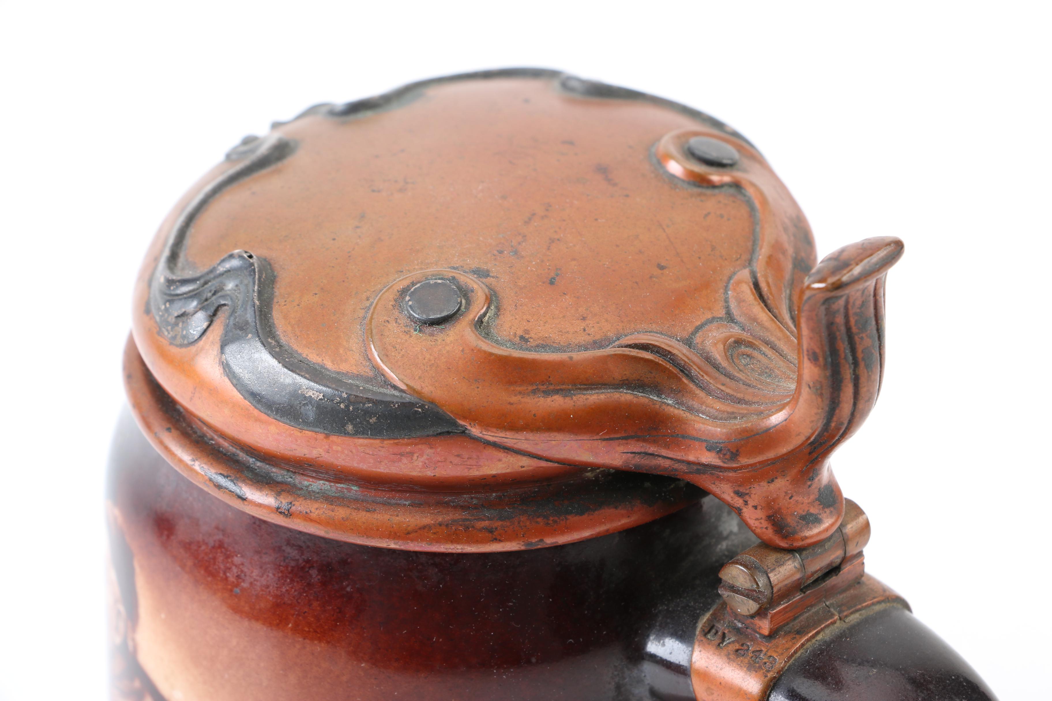 Lenox Porcelain Monk Stein with Copper Lid and Sterling Applied Accents