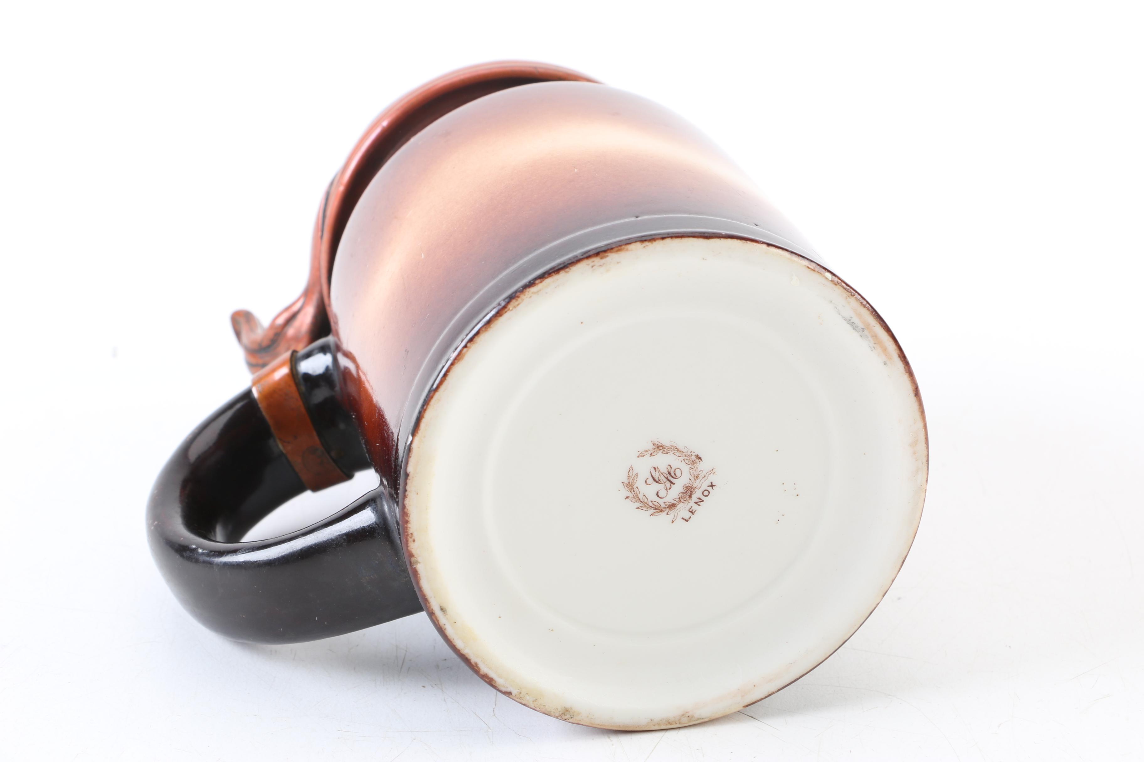 Lenox Porcelain Monk Stein with Copper Lid and Sterling Applied Accents