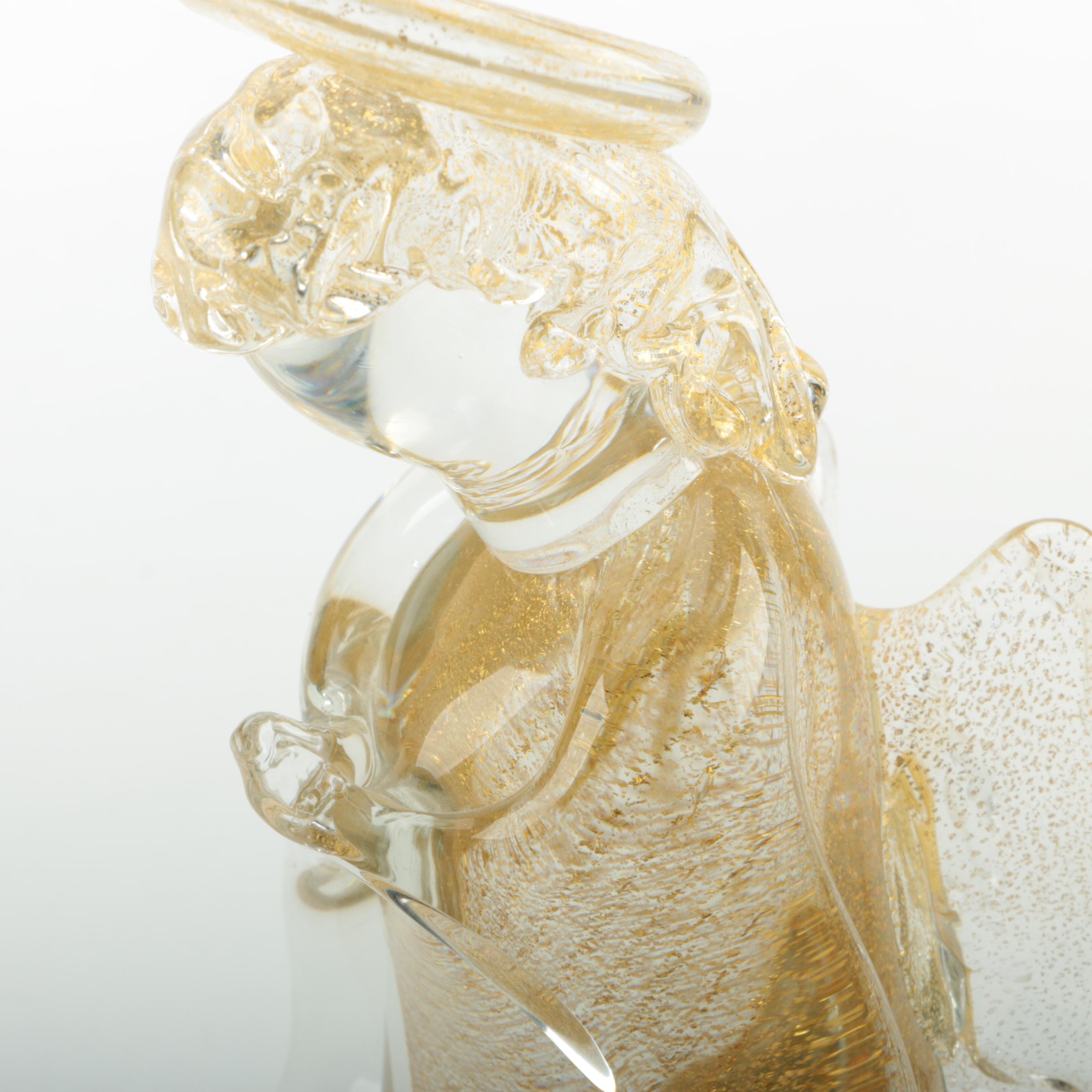 Giuliano Tosi Murano Aventurine Glass Angel Figurine